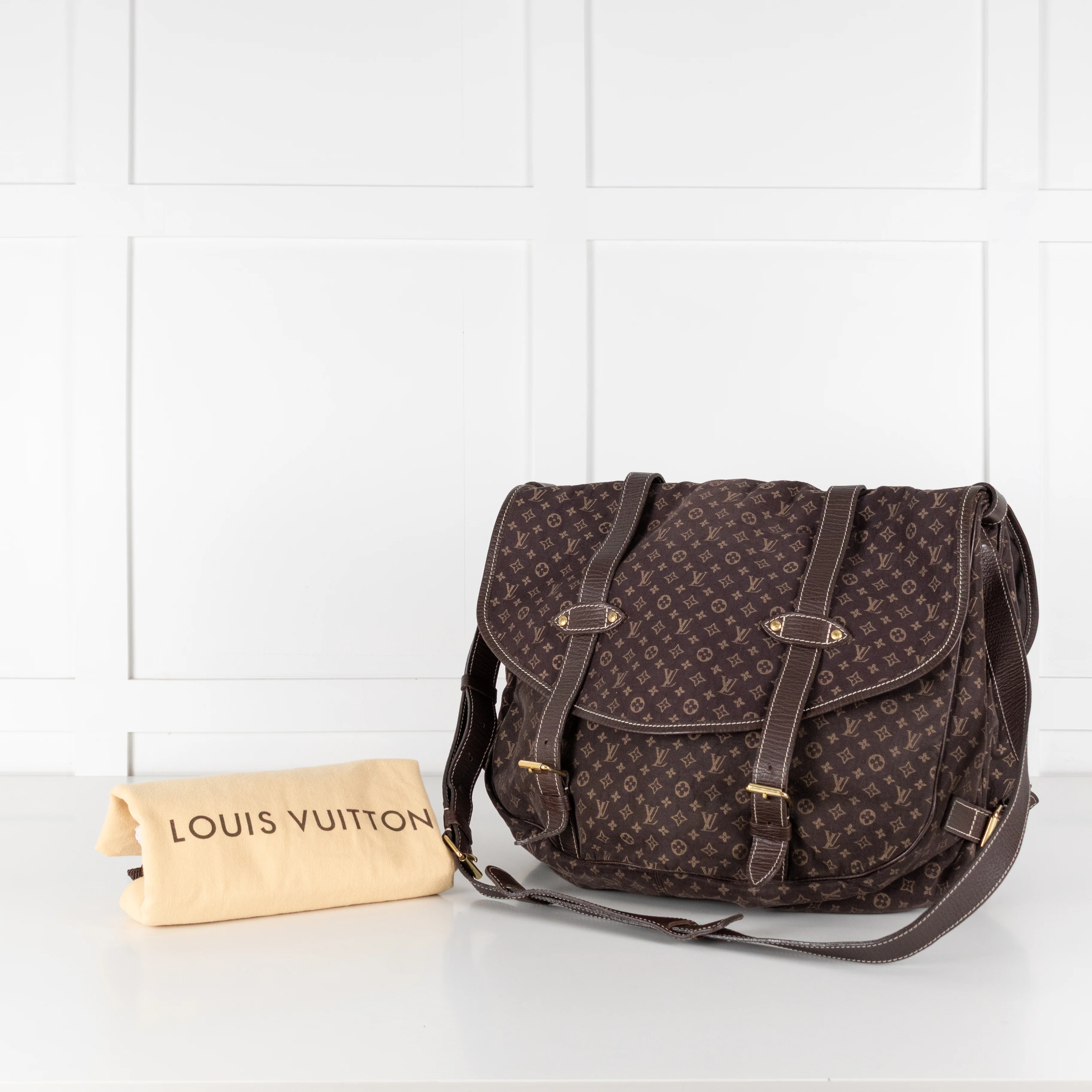 Louis Vuitton Brown Monogram Mini Lin Saumur XL Shoulder Bag - Image 3