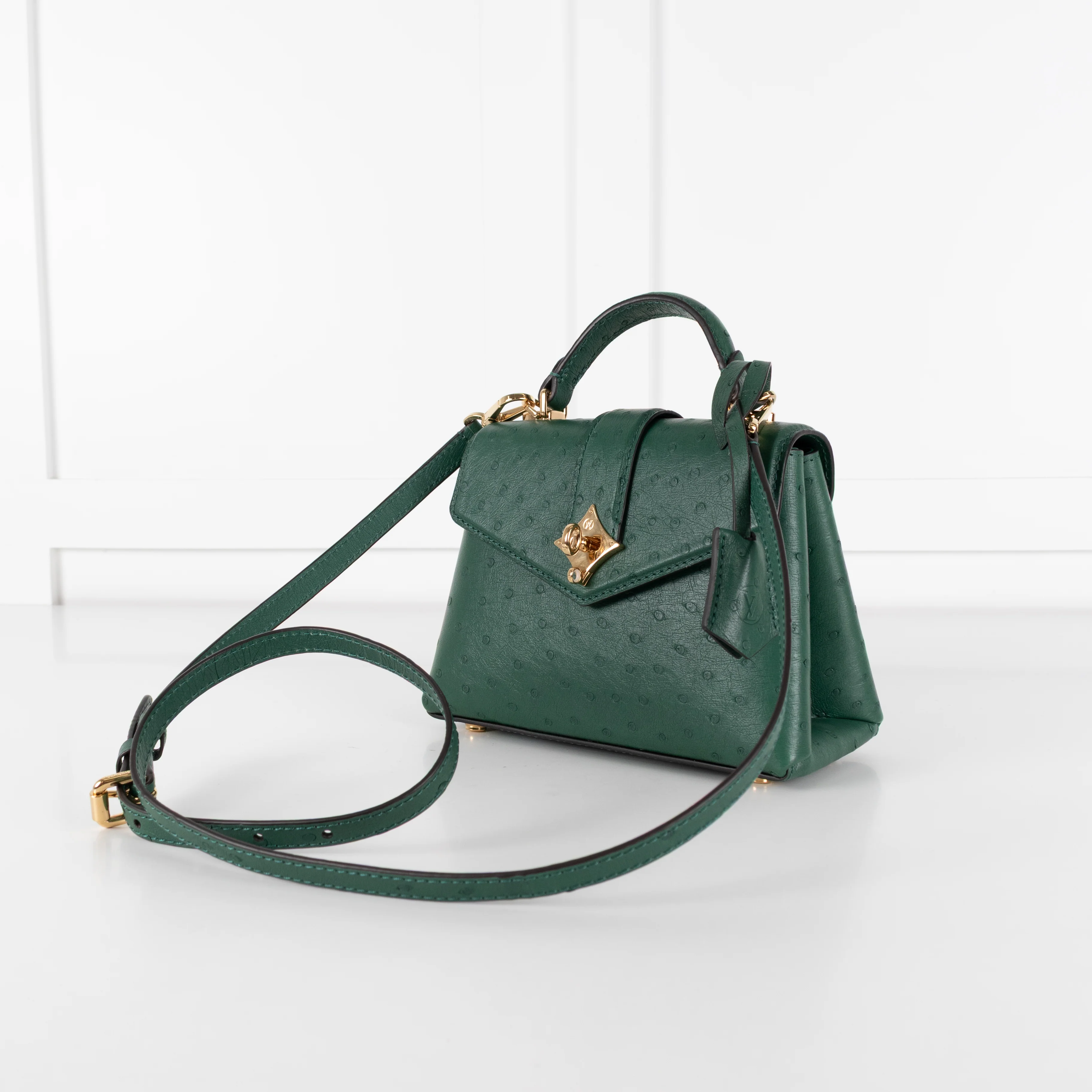 Louis Vuitton Green Ostrich Leather Rose Des Vents Mini Bag - Image 10