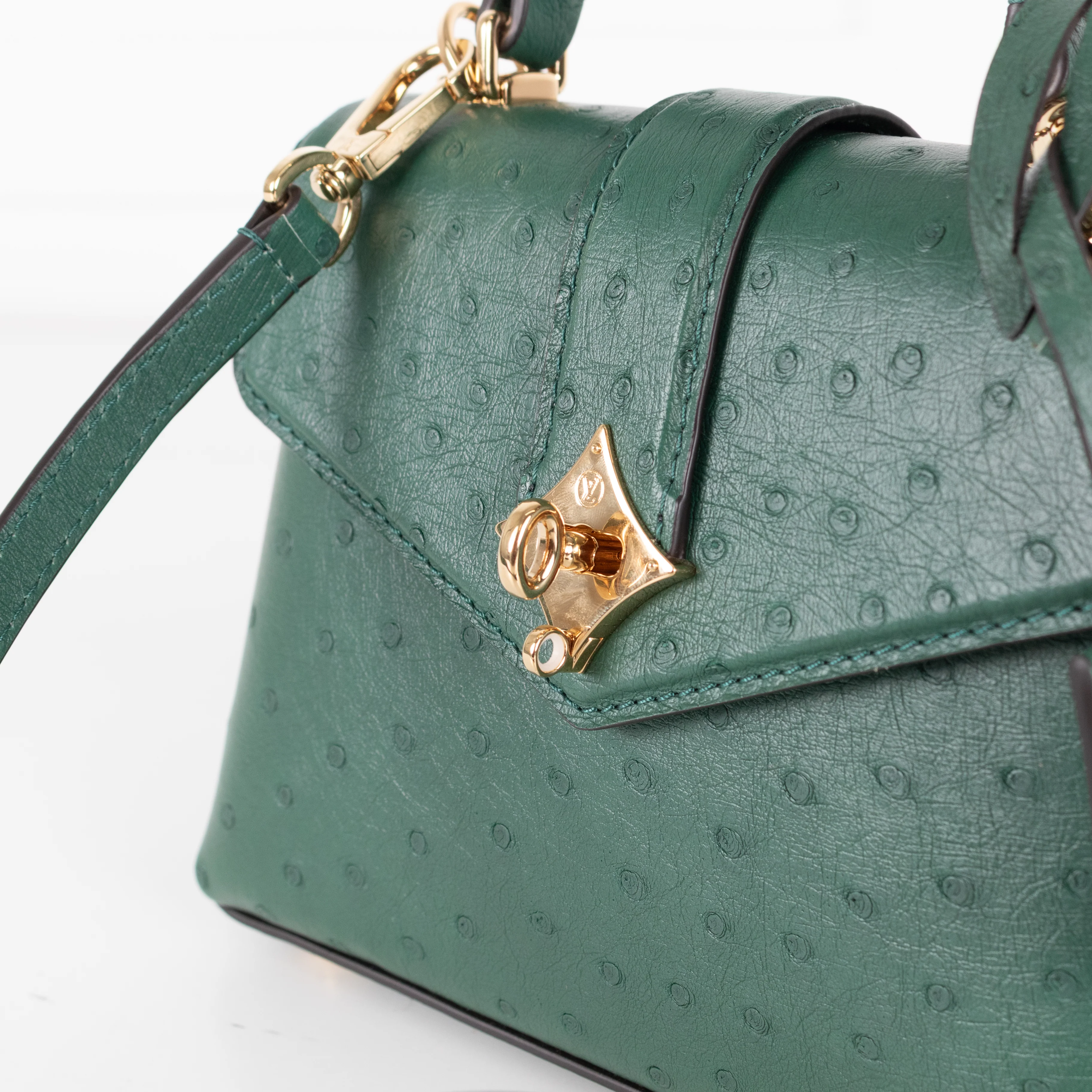Louis Vuitton Green Ostrich Leather Rose Des Vents Mini Bag - Image 11
