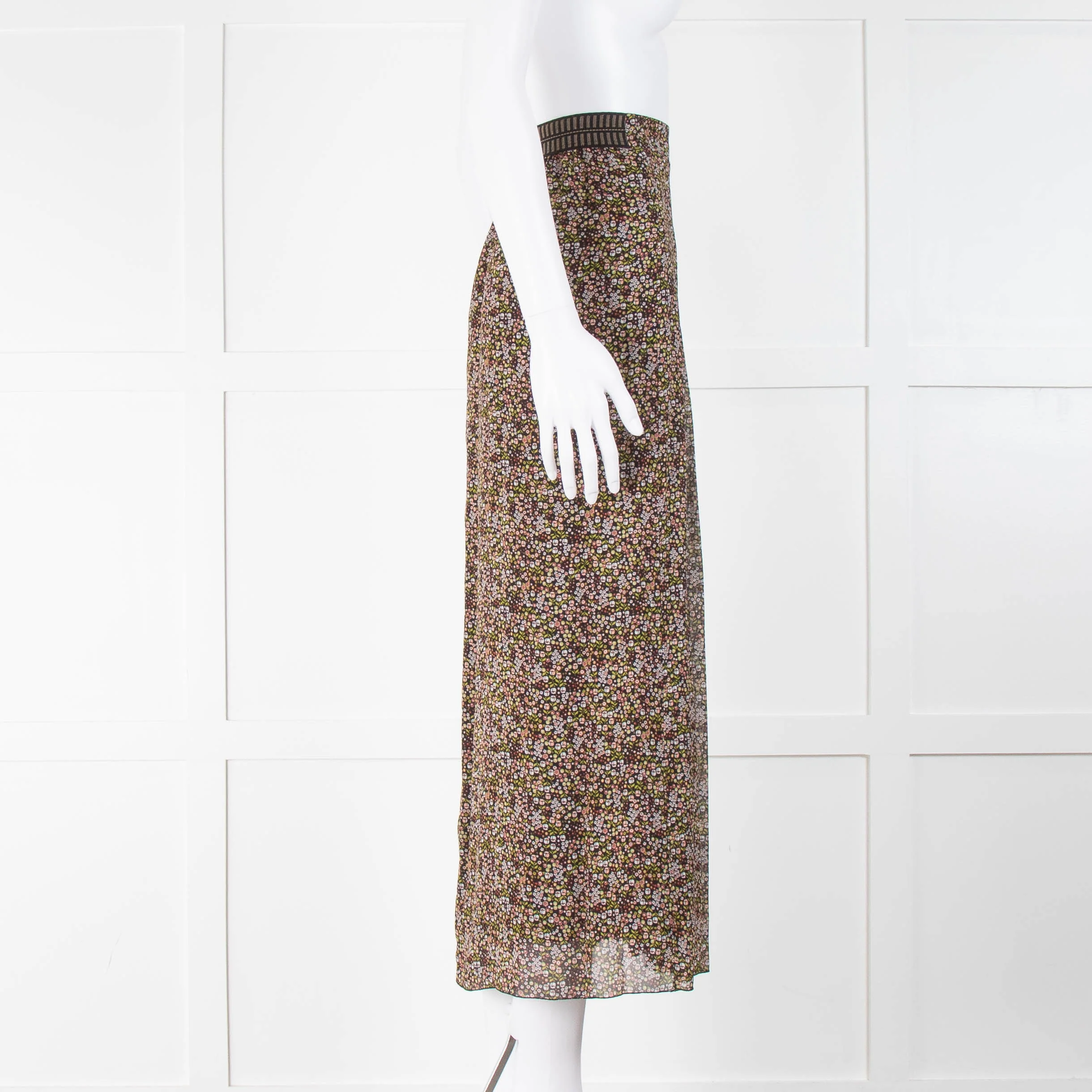 Louisa Cerano Pleated Front Ditsy Floral Print Maxi Skirt - Image 2