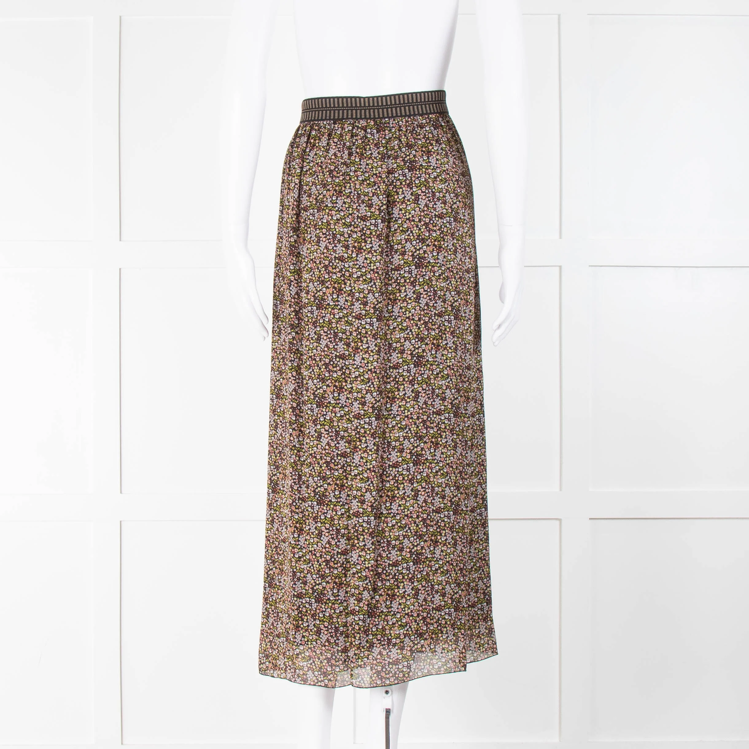 Louisa Cerano Pleated Front Ditsy Floral Print Maxi Skirt - Image 3