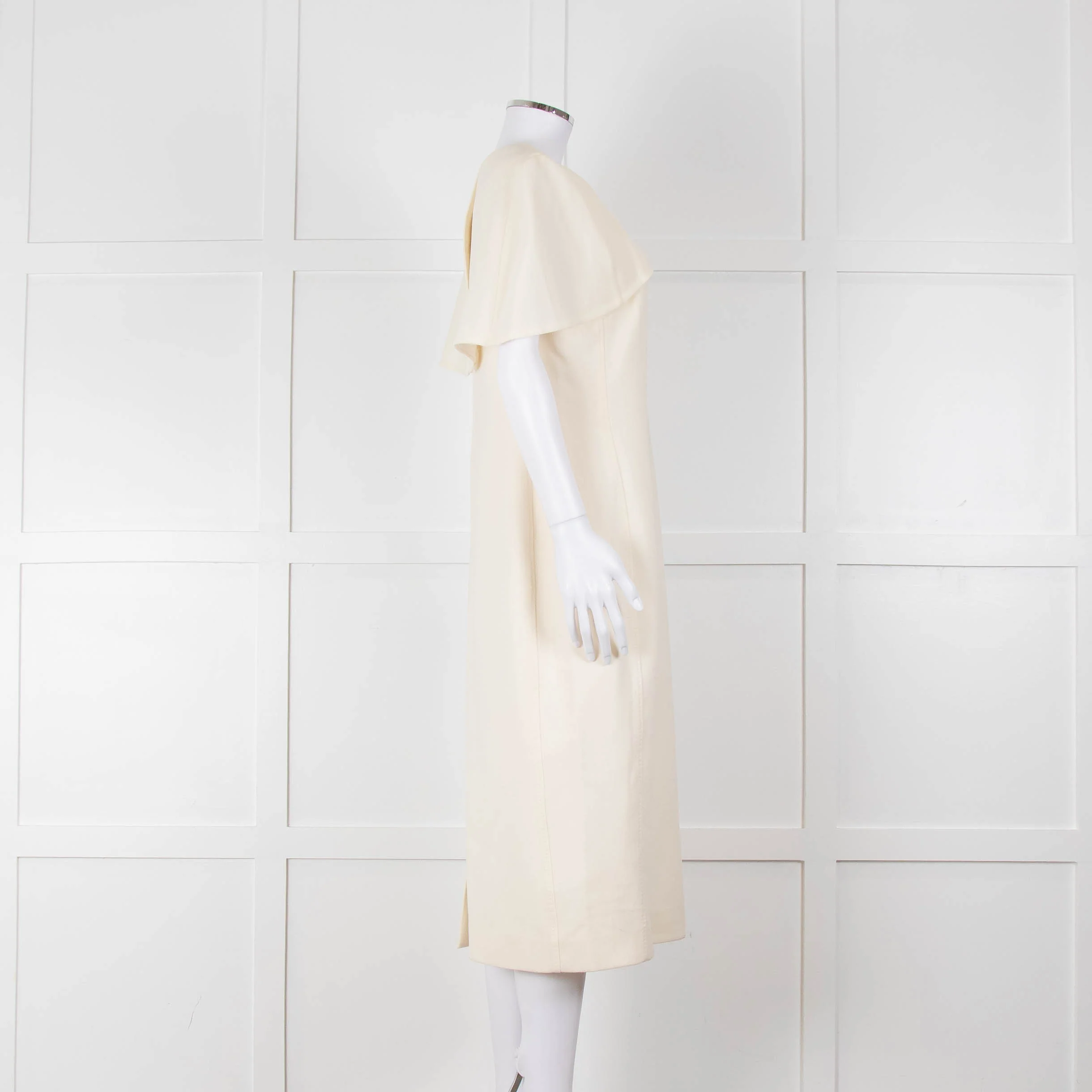 Louise Kennedy Cream Shoulder Cape Shift Dress - Image 3