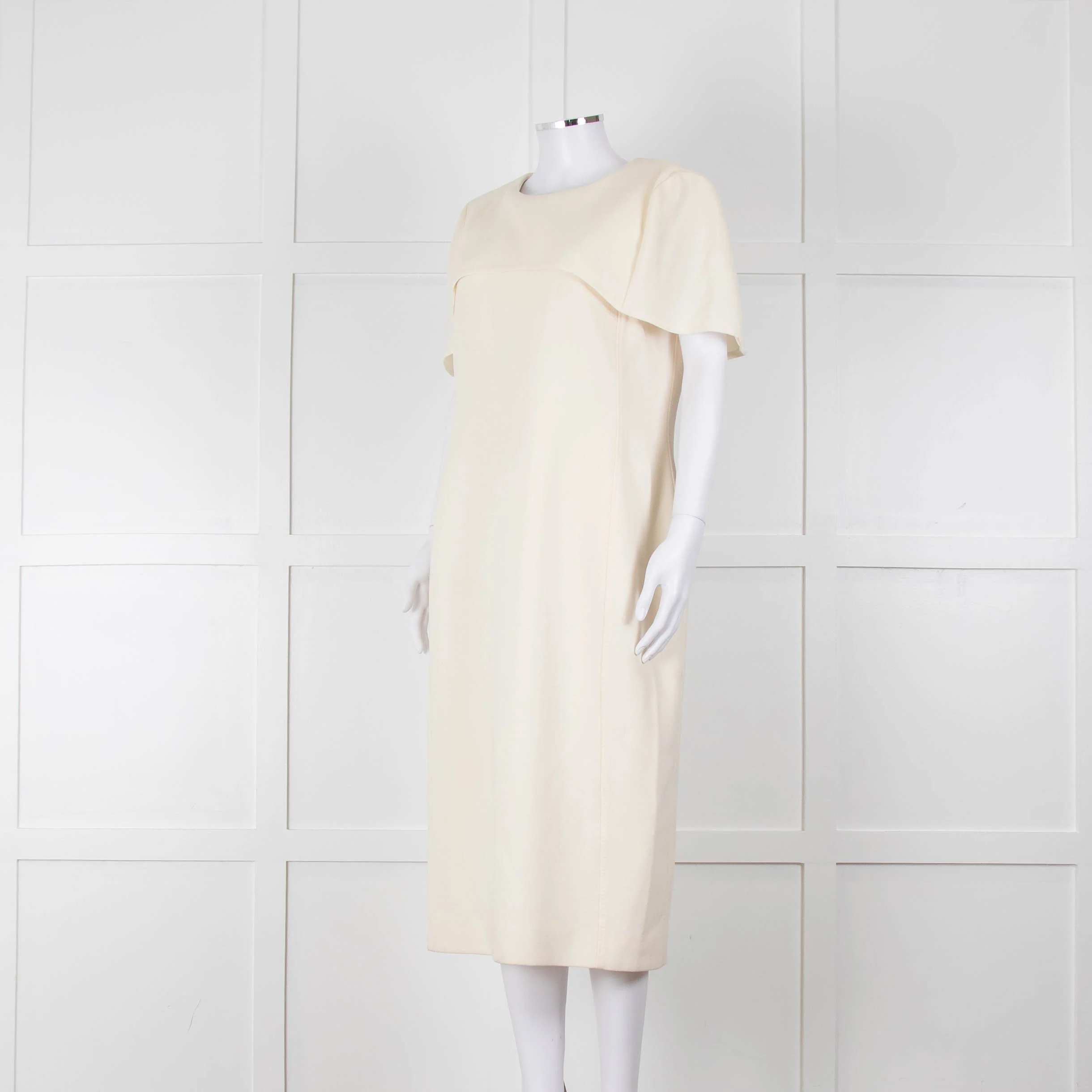 Louise Kennedy Cream Shoulder Cape Shift Dress - Image 8