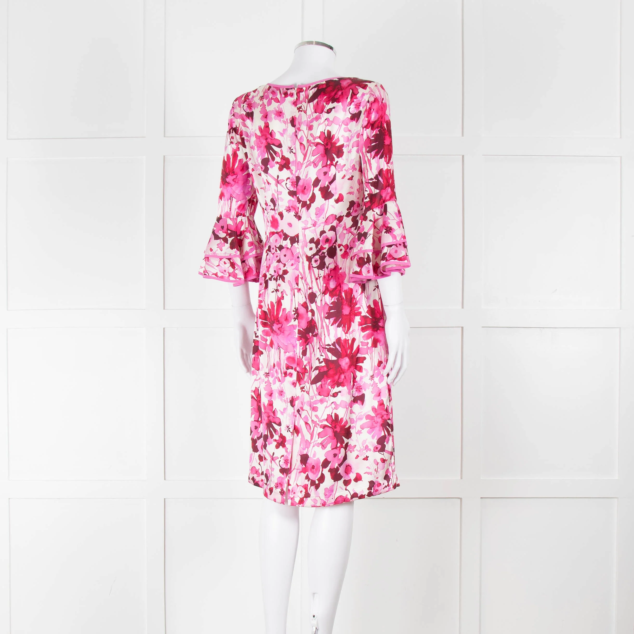 Louise Kennedy Cream Silk Dress with Pink Flowers - Image 4