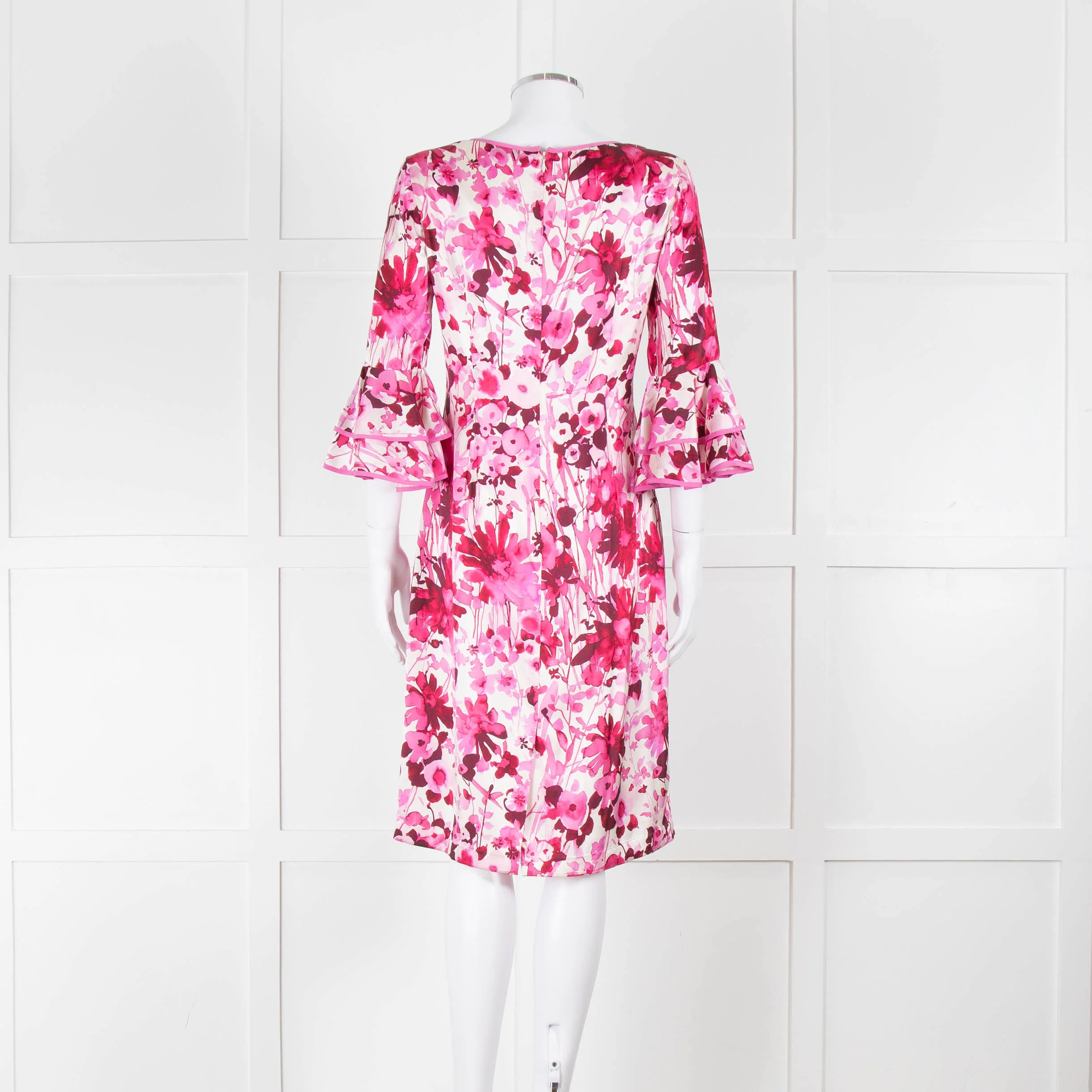 Louise Kennedy Cream Silk Dress with Pink Flowers - Image 5