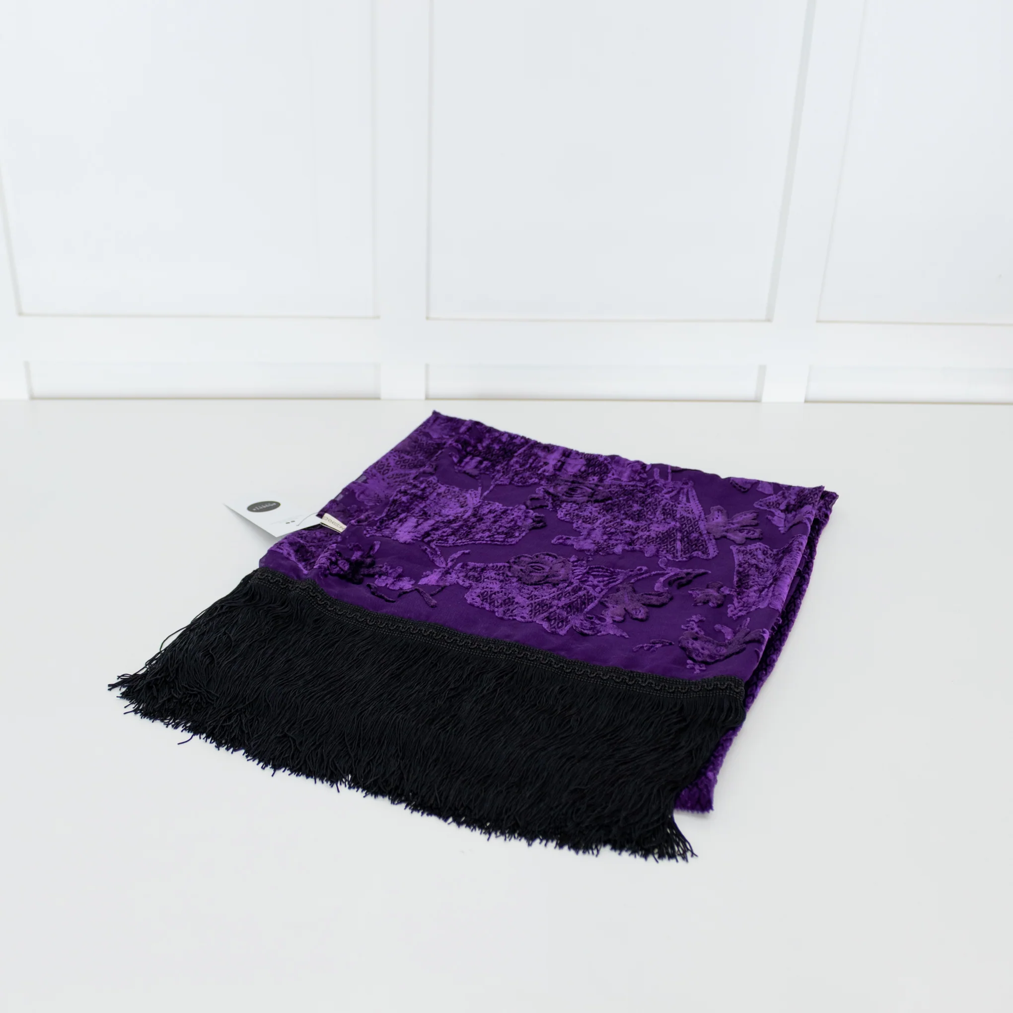 Louise Kennedy Purple Devore Fringed Scarf