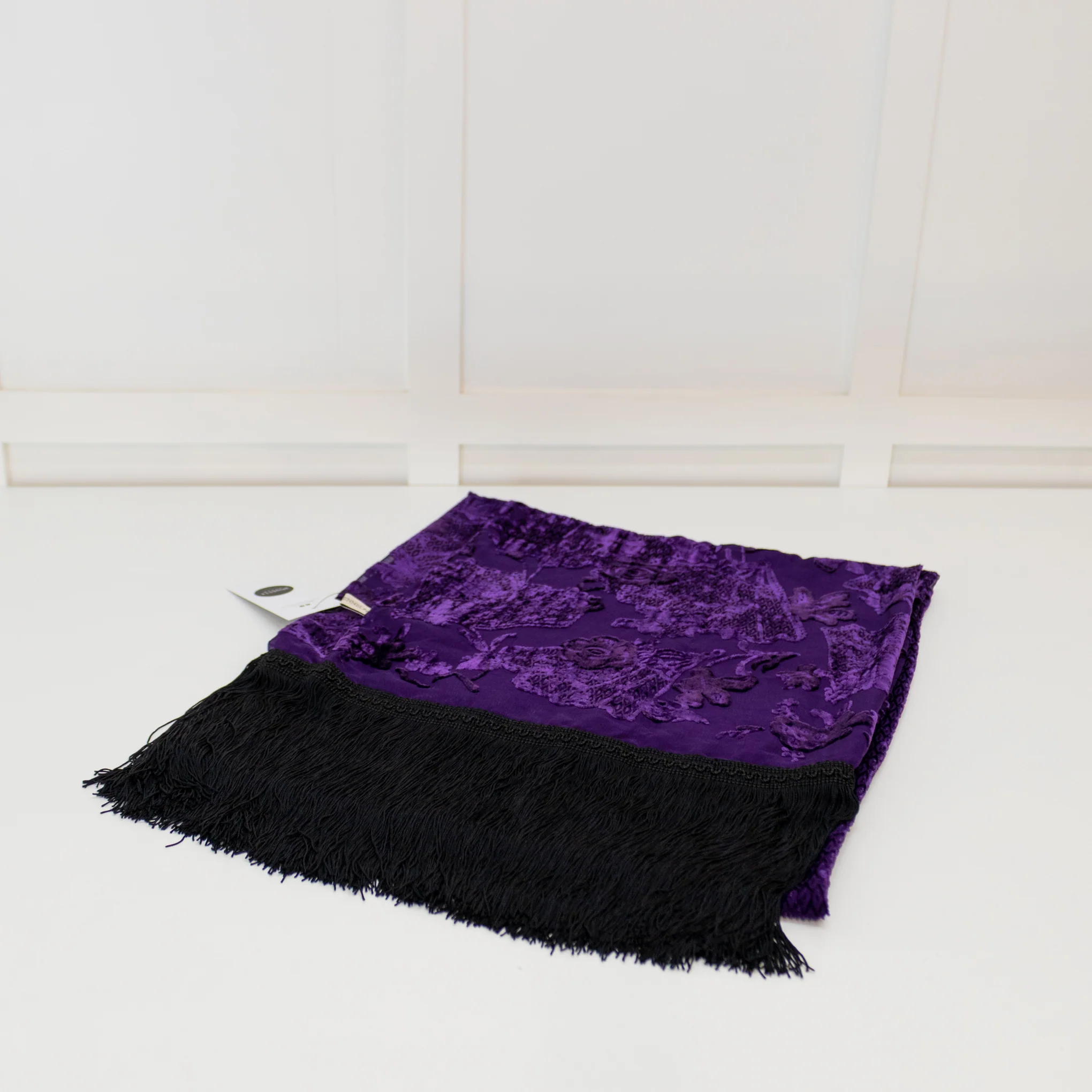 Louise Kennedy Purple Devore Fringed Scarf - Image 3