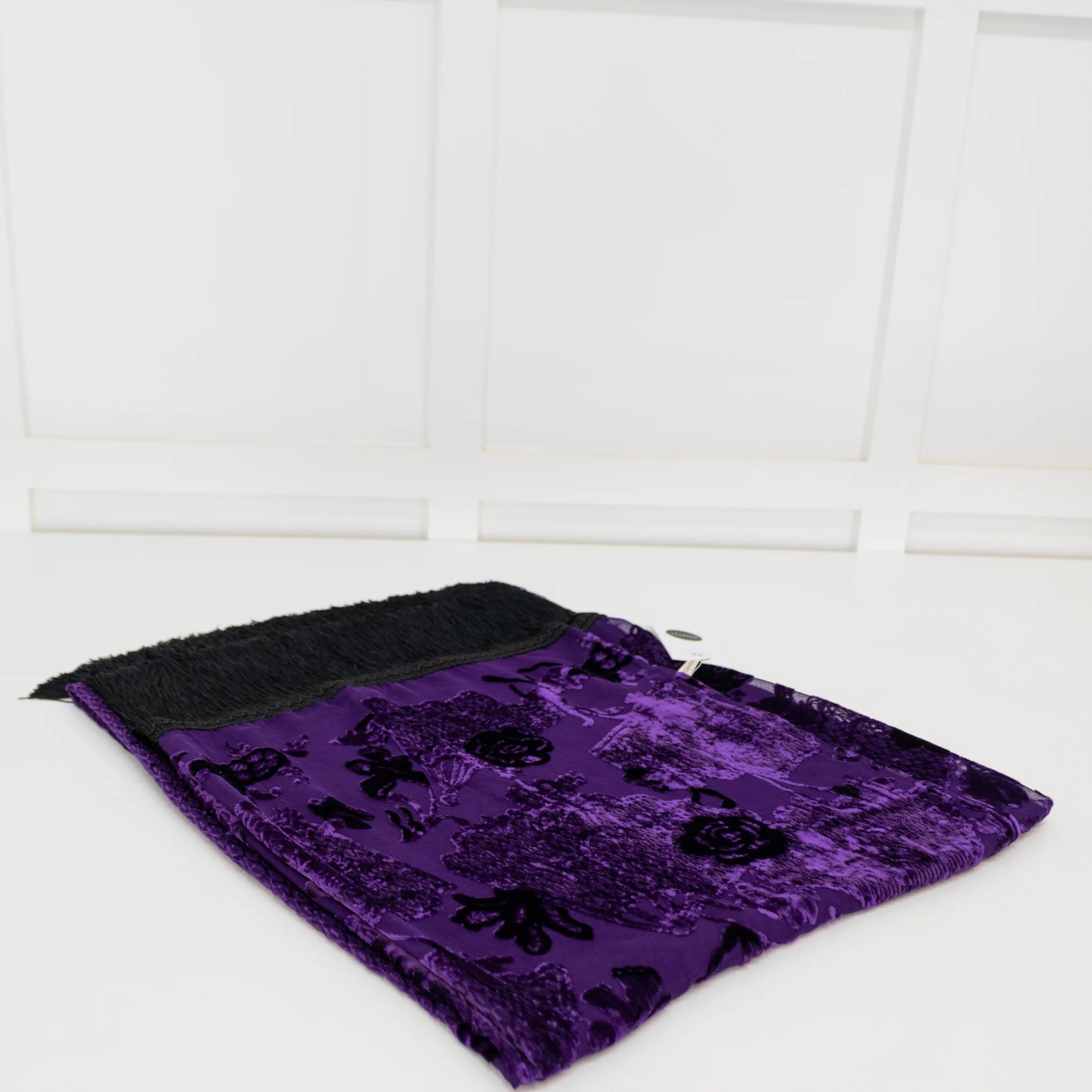 Louise Kennedy Purple Devore Fringed Scarf - Image 4