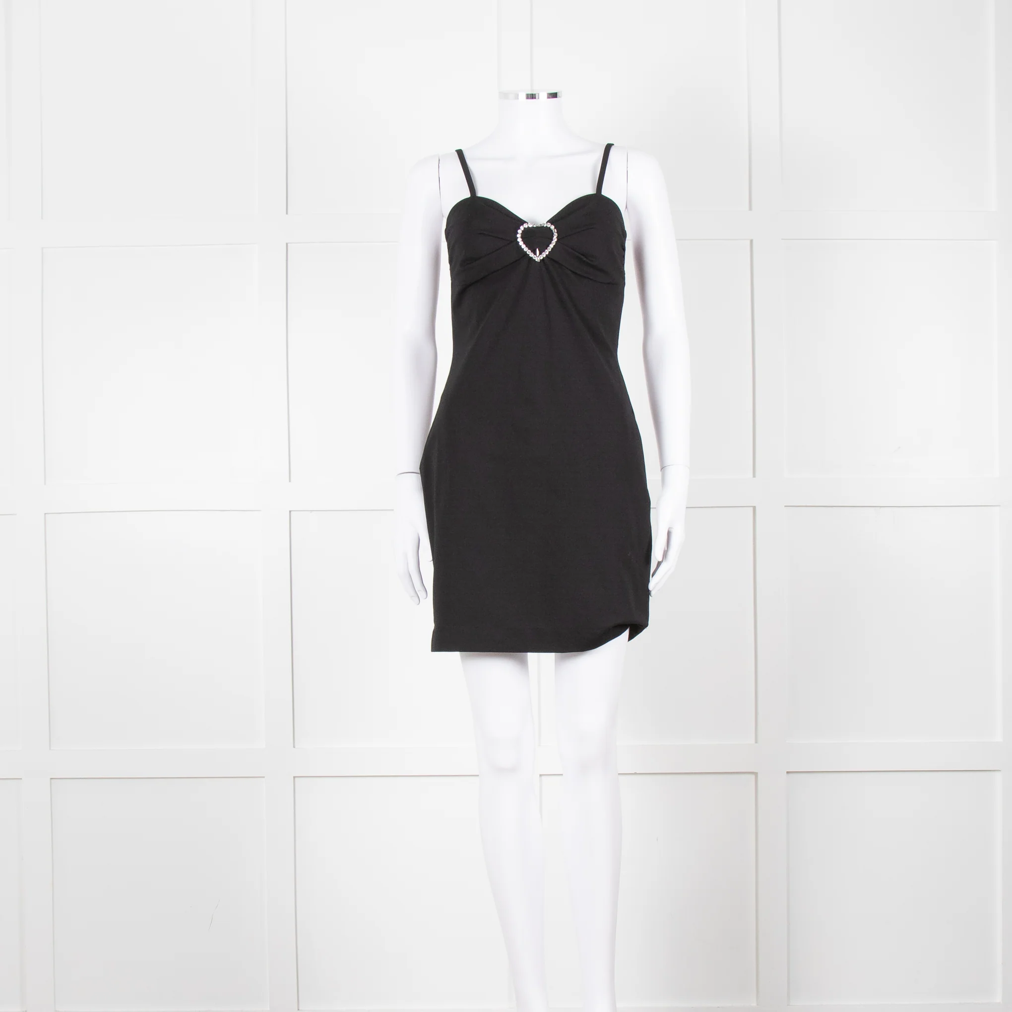 Love Moschino Black Stretch Knit Mini Dress With Diamante Buckle