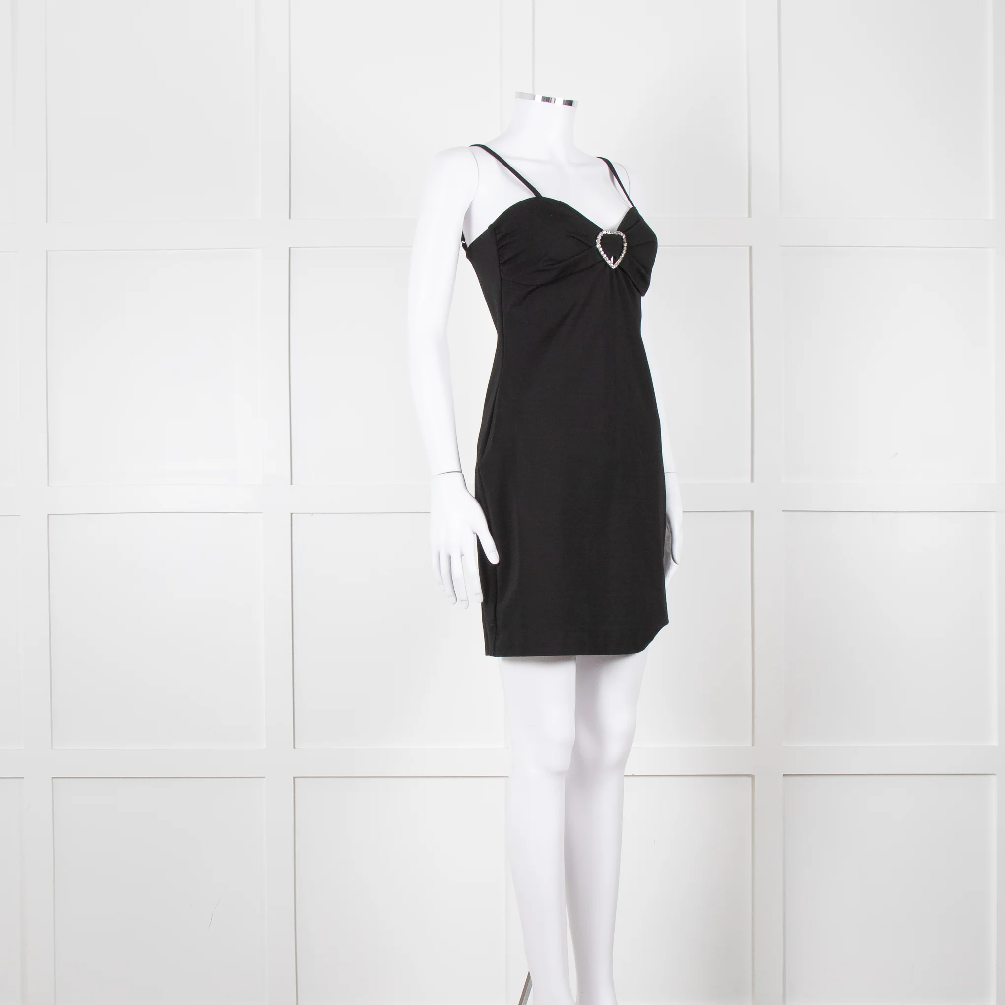 Love Moschino Black Stretch Knit Mini Dress With Diamante Buckle - Image 2