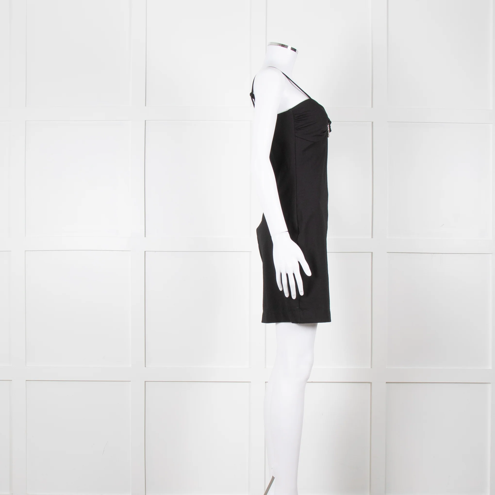 Love Moschino Black Stretch Knit Mini Dress With Diamante Buckle - Image 3