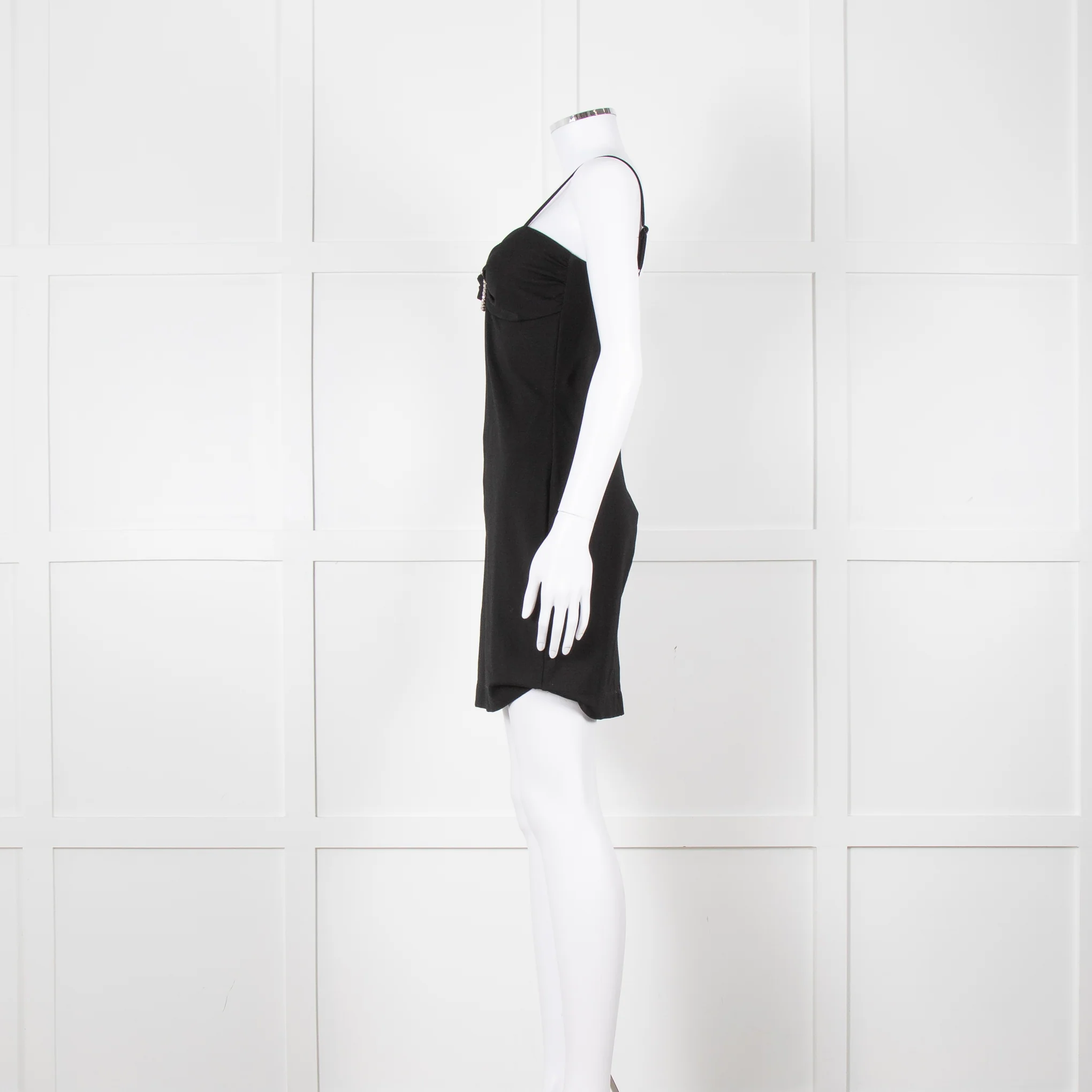 Love Moschino Black Stretch Knit Mini Dress With Diamante Buckle - Image 7