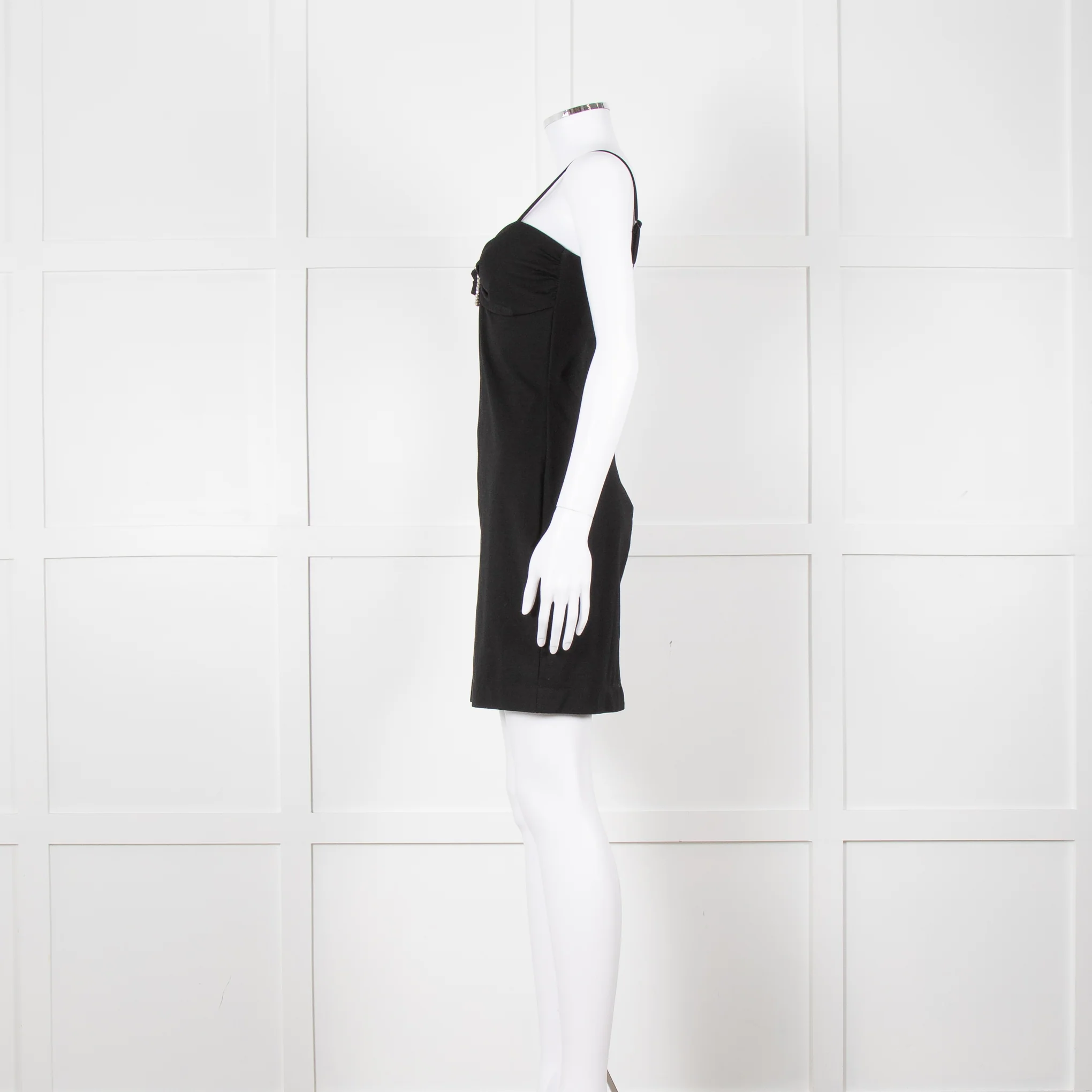 Love Moschino Black Stretch Knit Mini Dress With Diamante Buckle - Image 8