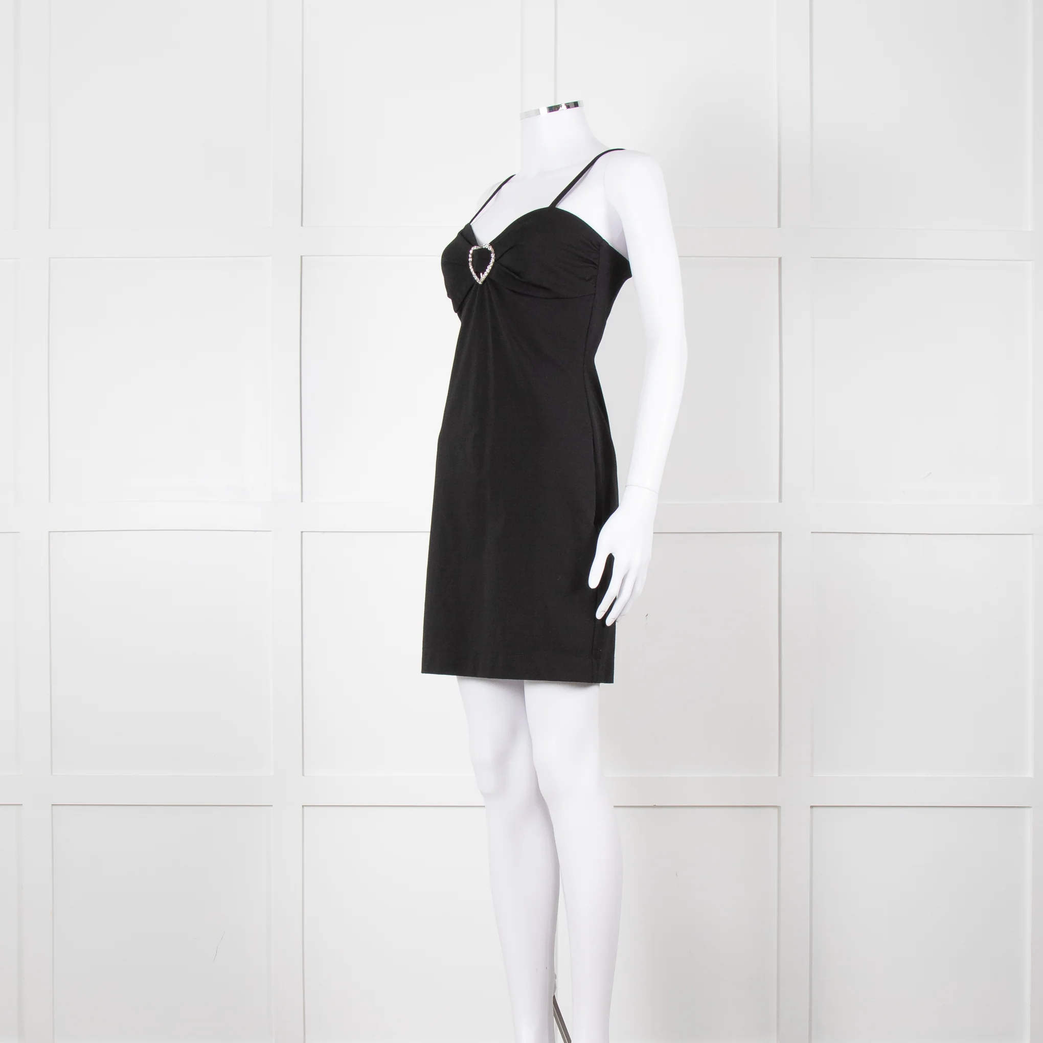 Love Moschino Black Stretch Knit Mini Dress With Diamante Buckle - Image 9
