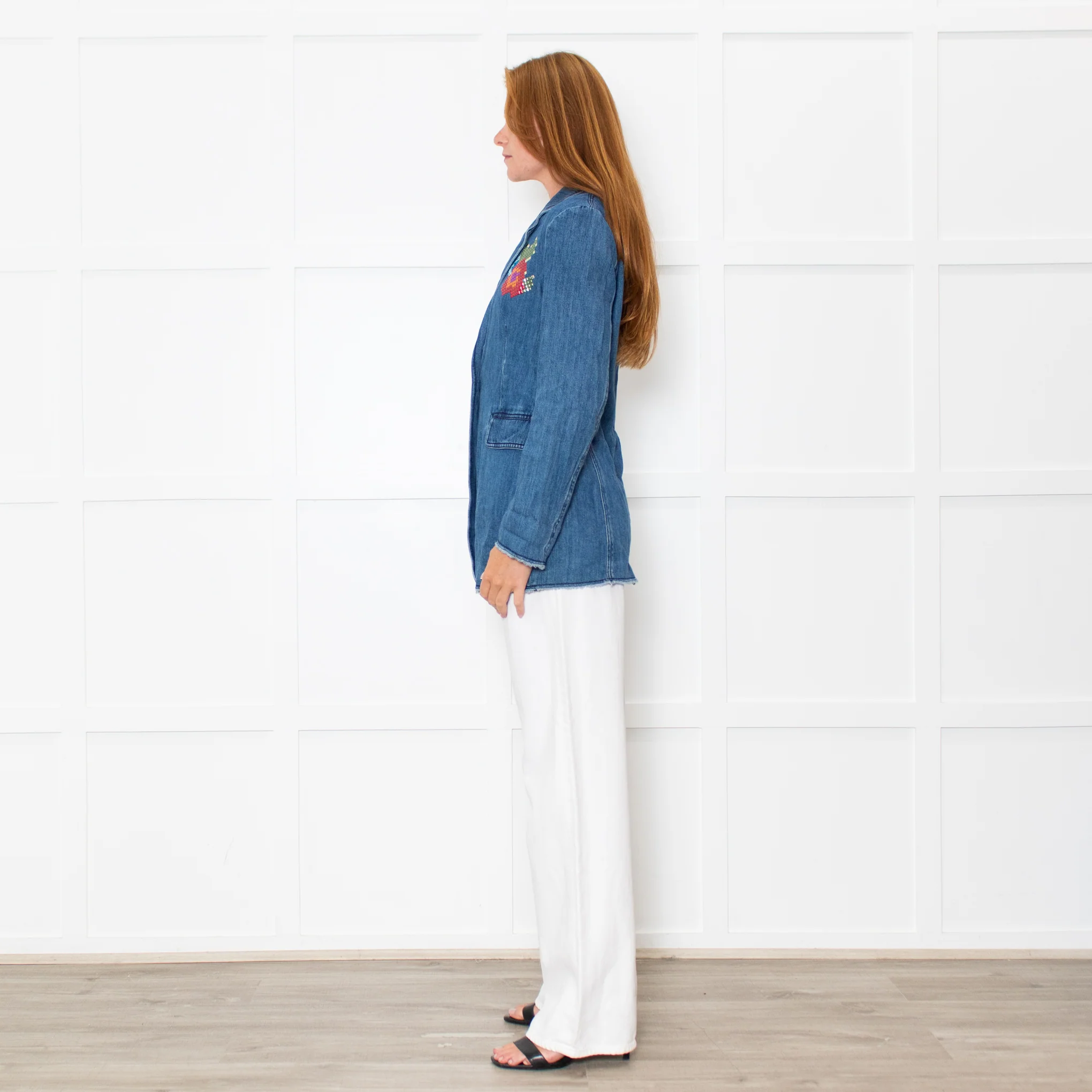 Love Moschino Blue Denim Embellished Blazer Jacket - Image 4