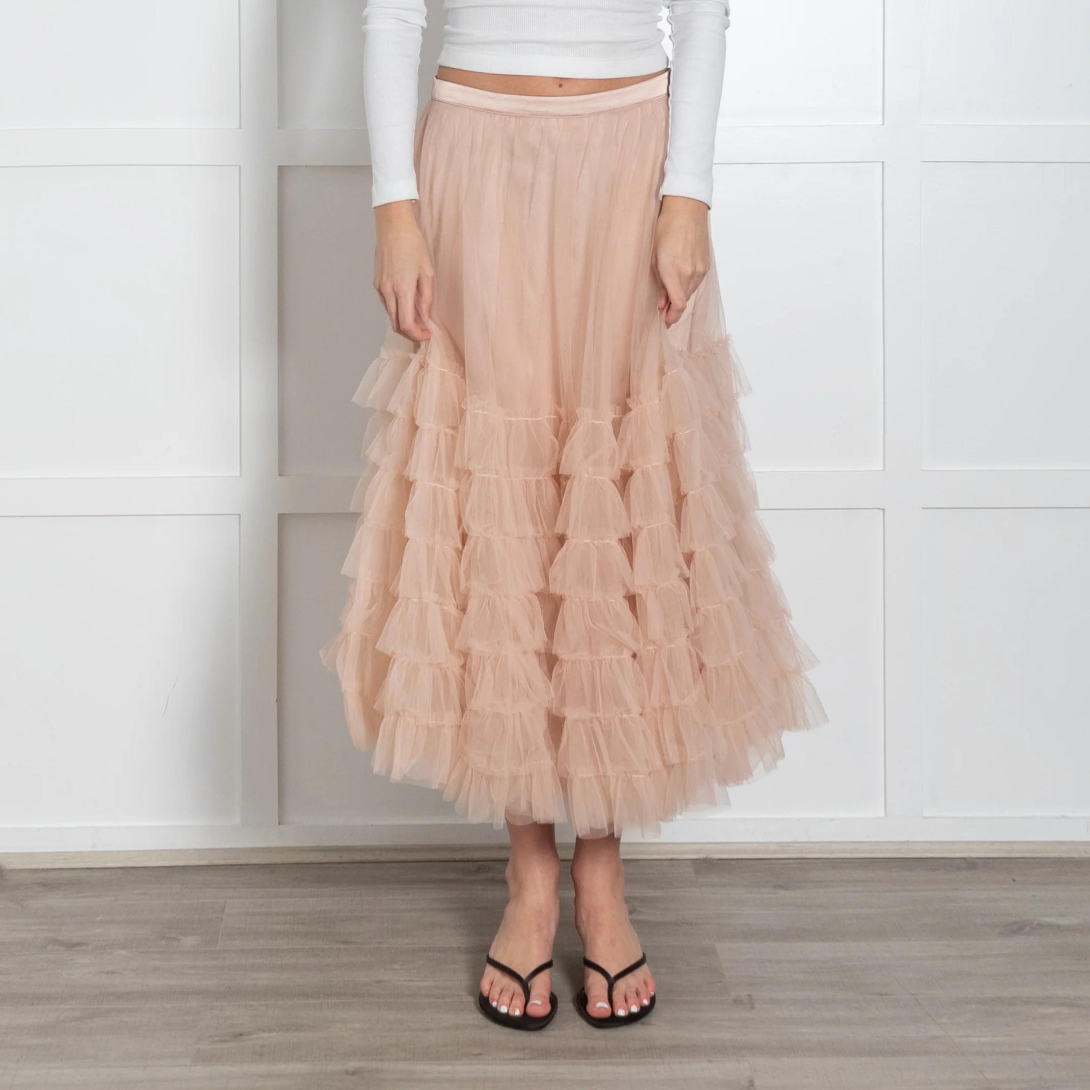 Love Shack Fancy Pale Pink Tulle Net Skirt - Image 2