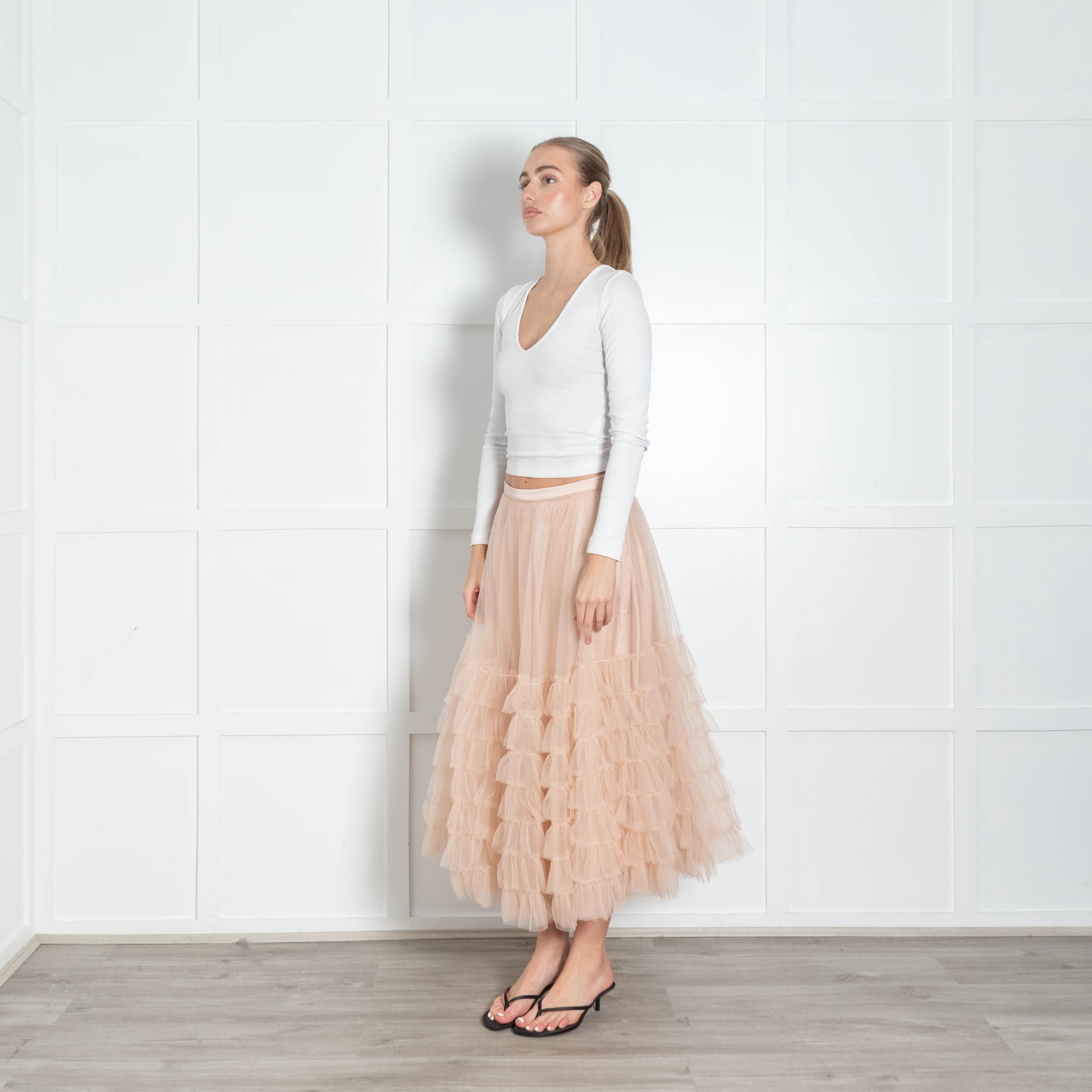 Love Shack Fancy Pale Pink Tulle Net Skirt - Image 3