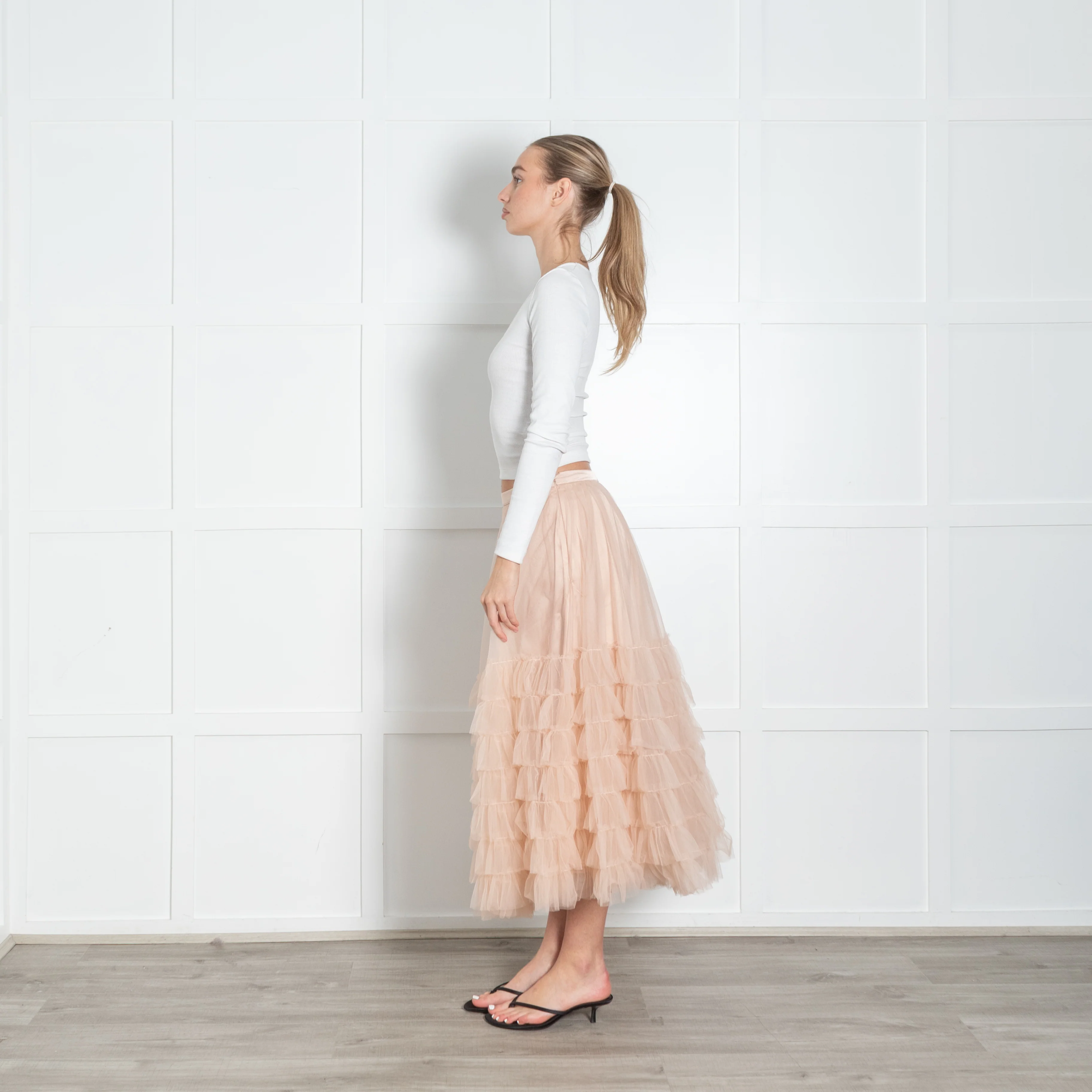 Love Shack Fancy Pale Pink Tulle Net Skirt - Image 4