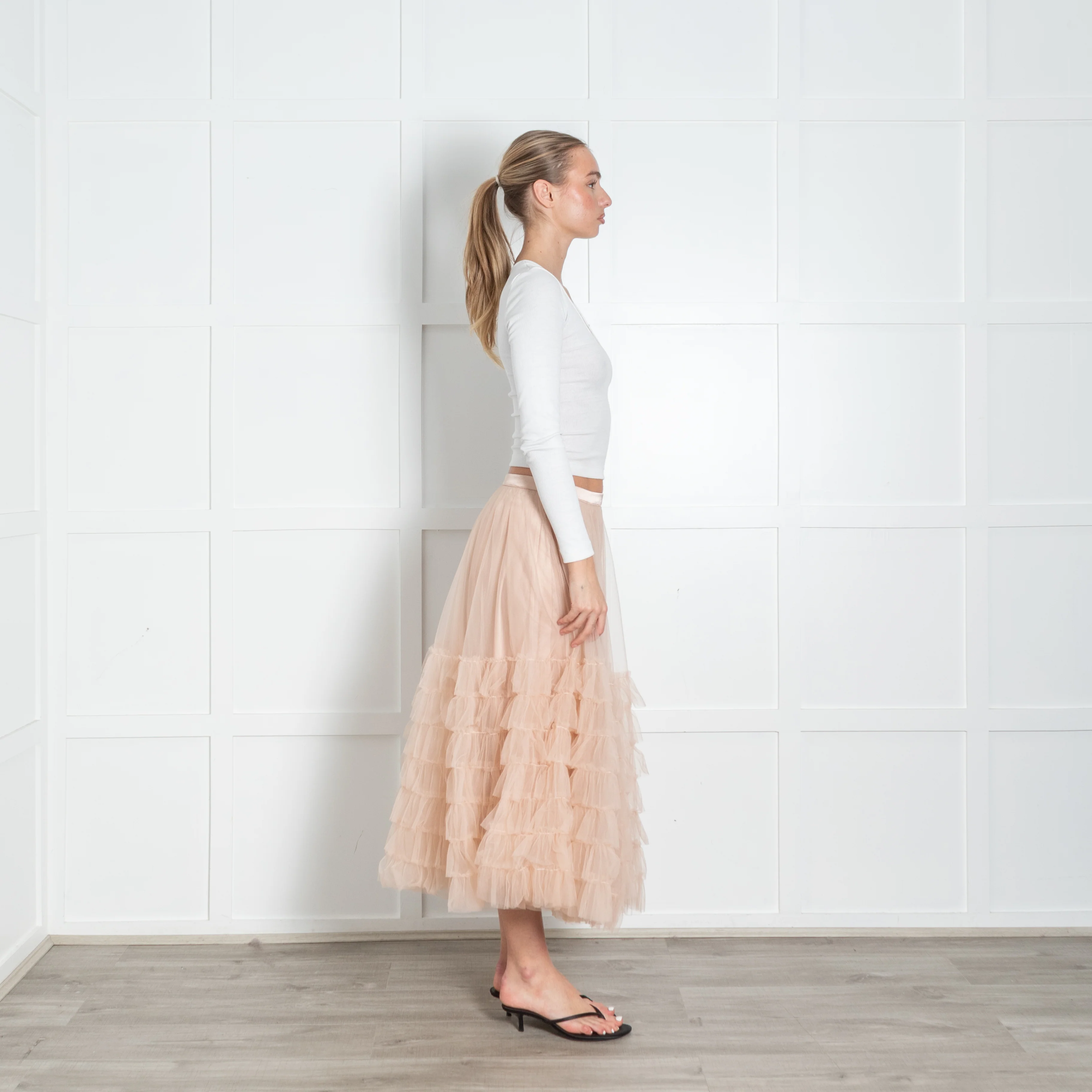 Love Shack Fancy Pale Pink Tulle Net Skirt - Image 6