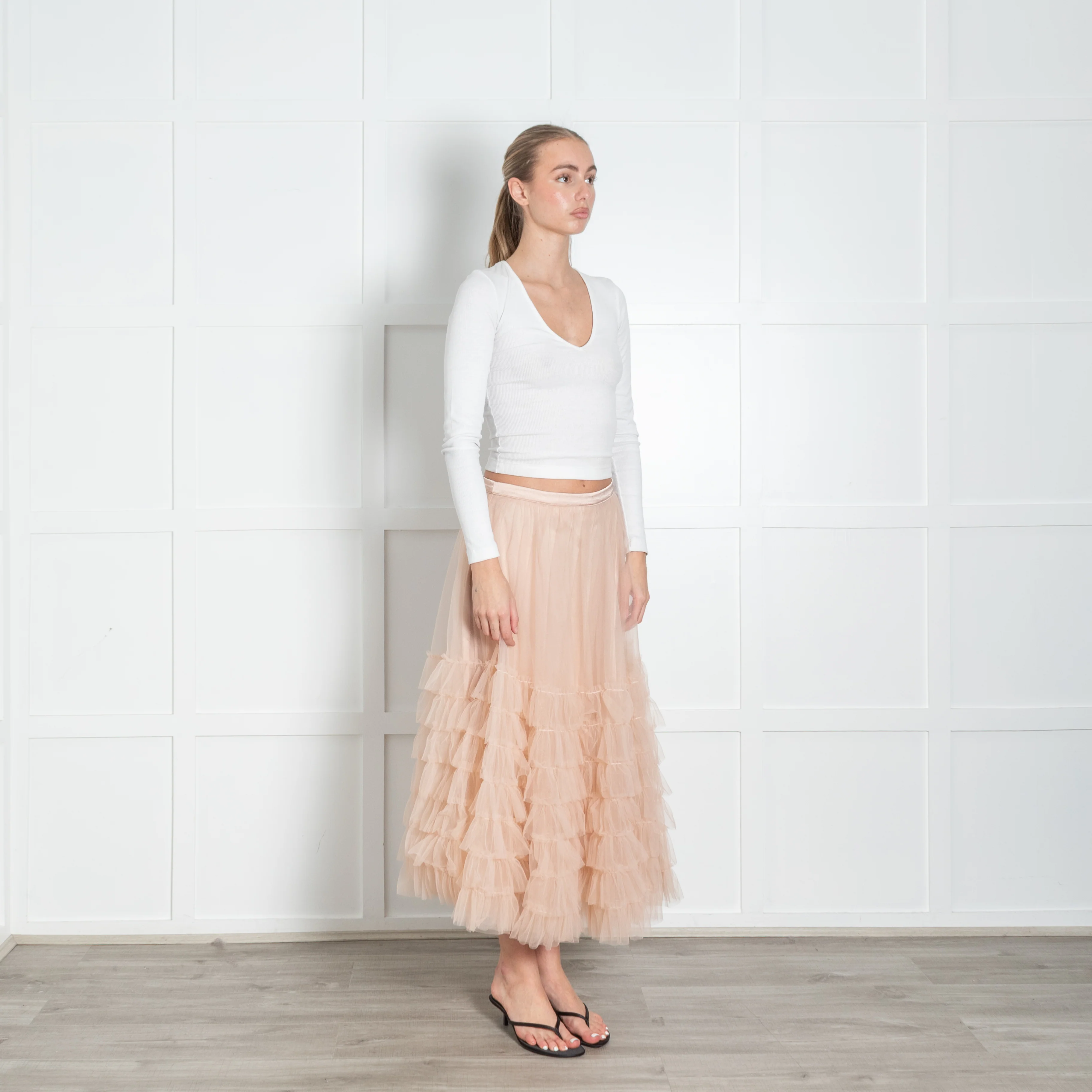 Love Shack Fancy Pale Pink Tulle Net Skirt - Image 7