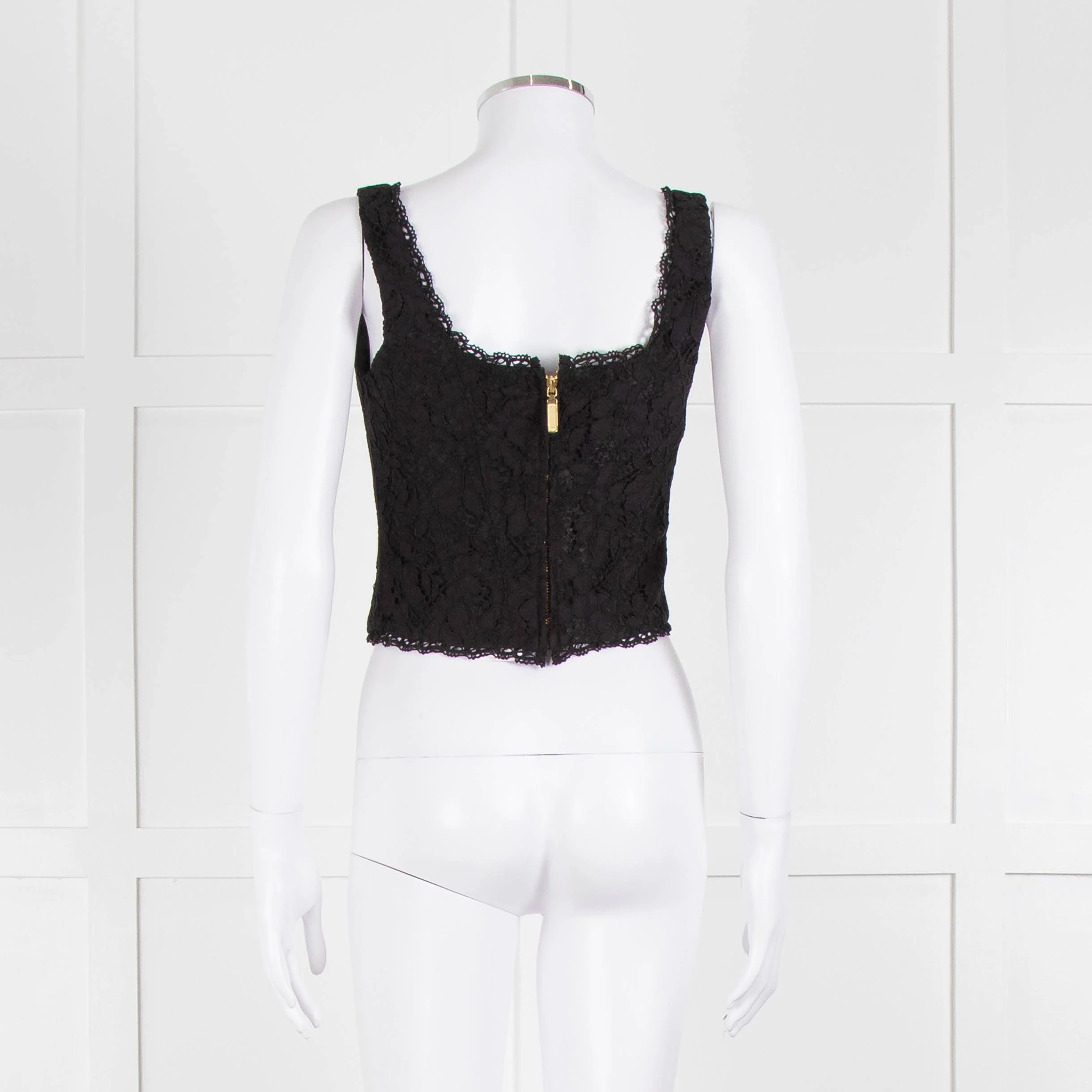 LoveShackFancy Black Lace Sleeveless Bustier Top - Image 5