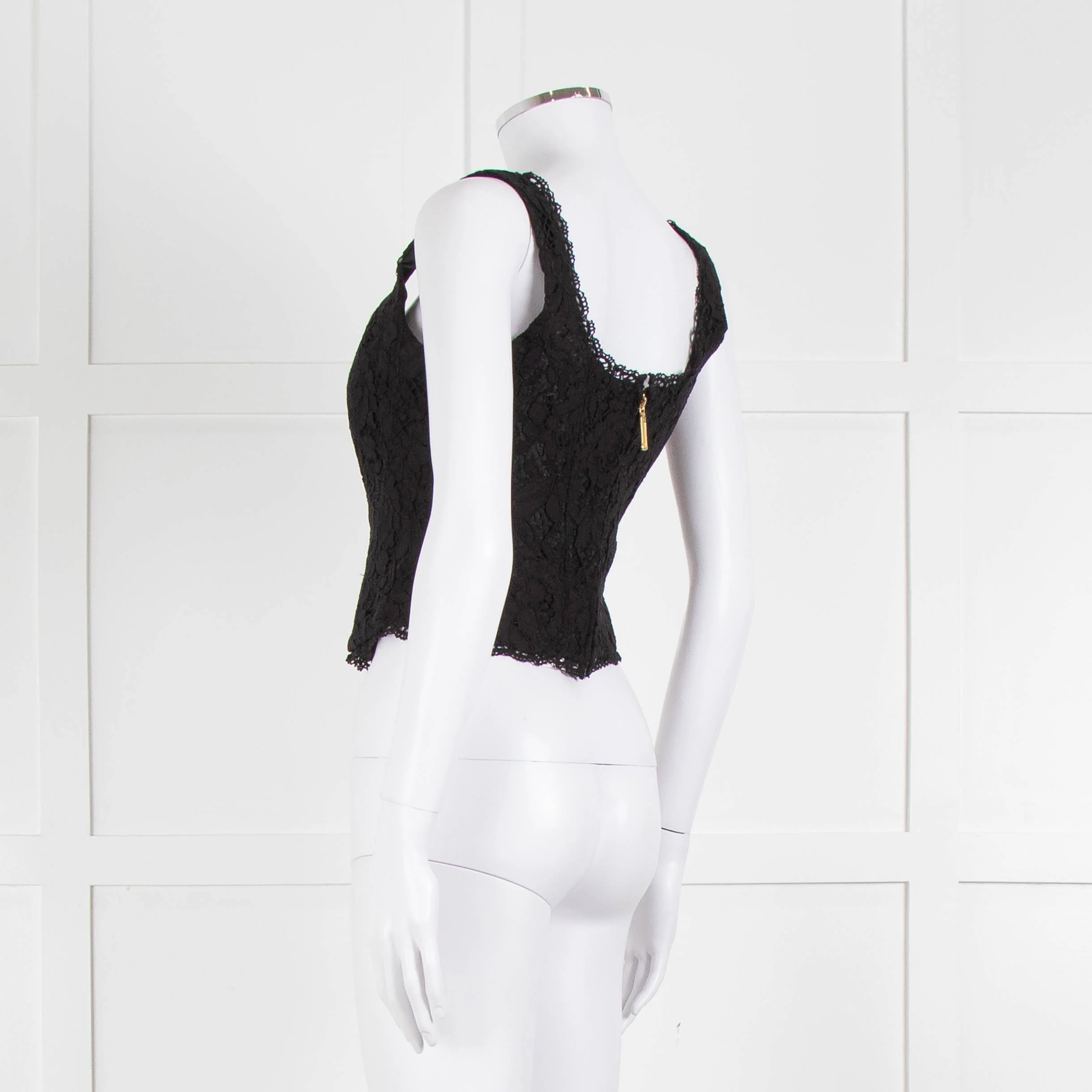 LoveShackFancy Black Lace Sleeveless Bustier Top - Image 6