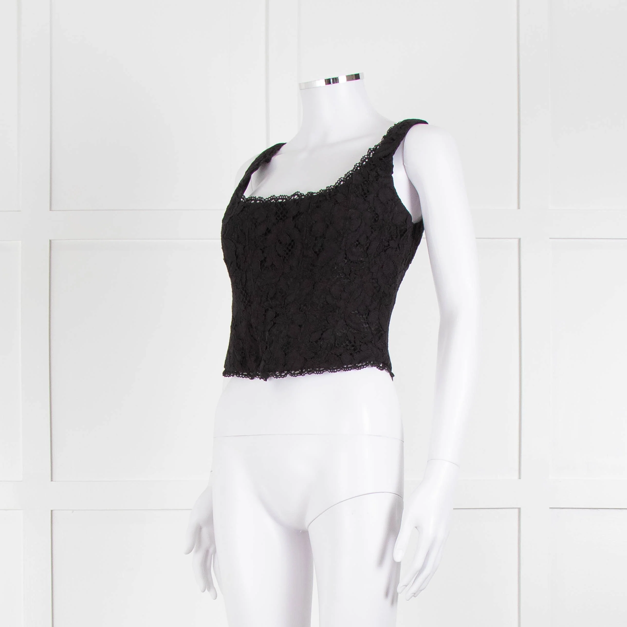 LoveShackFancy Black Lace Sleeveless Bustier Top - Image 8
