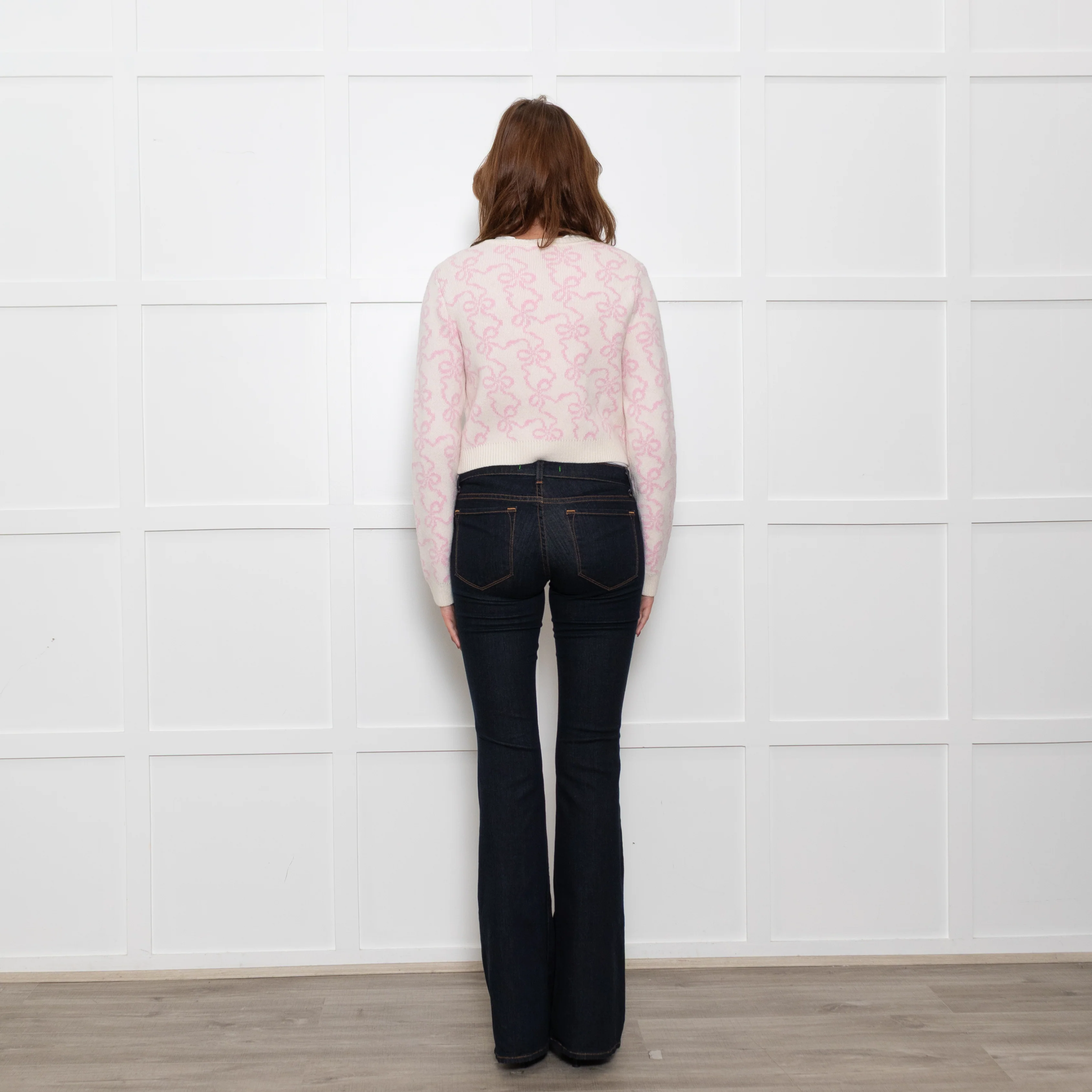 LoveShackFancy Cream Pink Bow Print Cardigan - Image 5