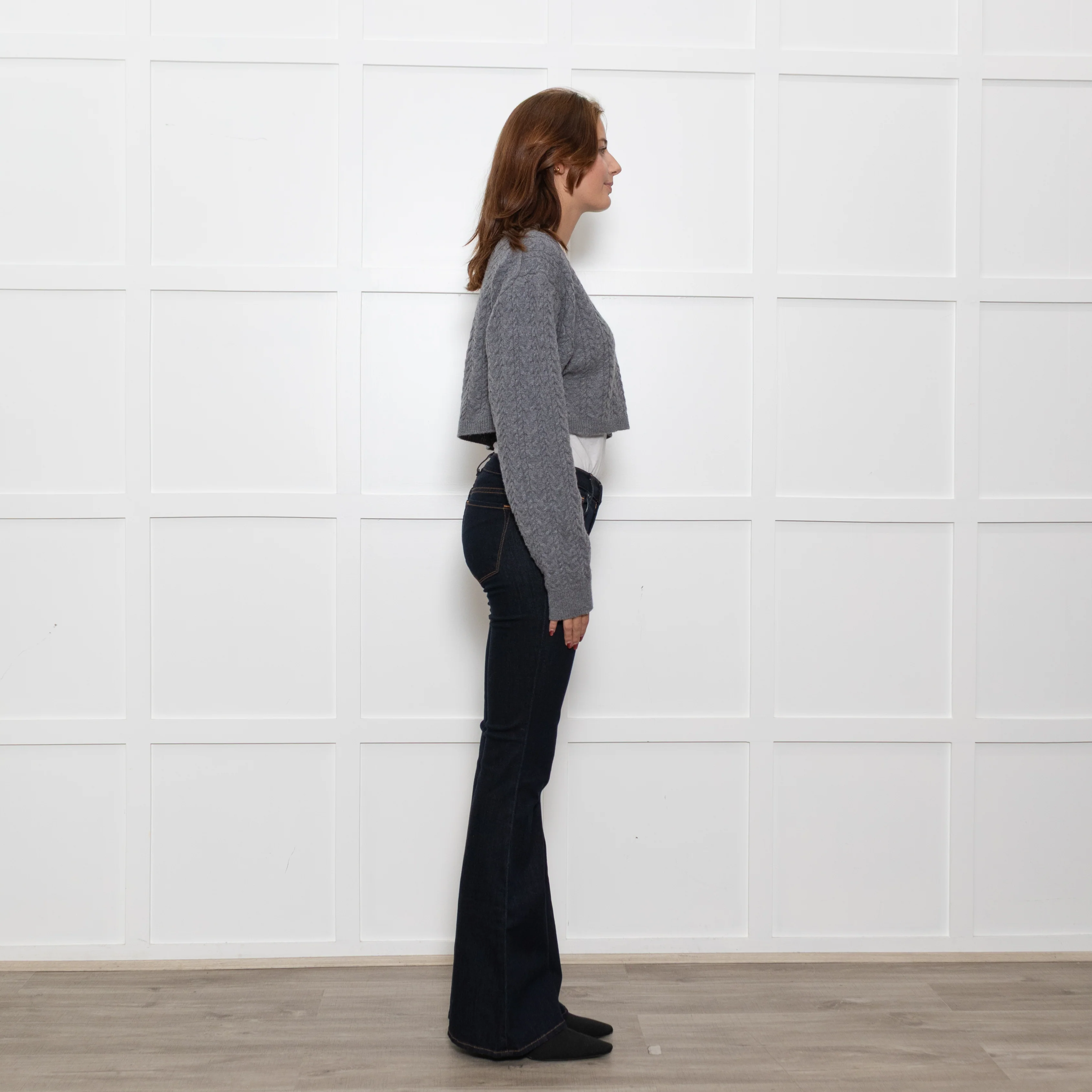 LoveShackFancy Grey Cable Knit Cropped Jumper - Image 6