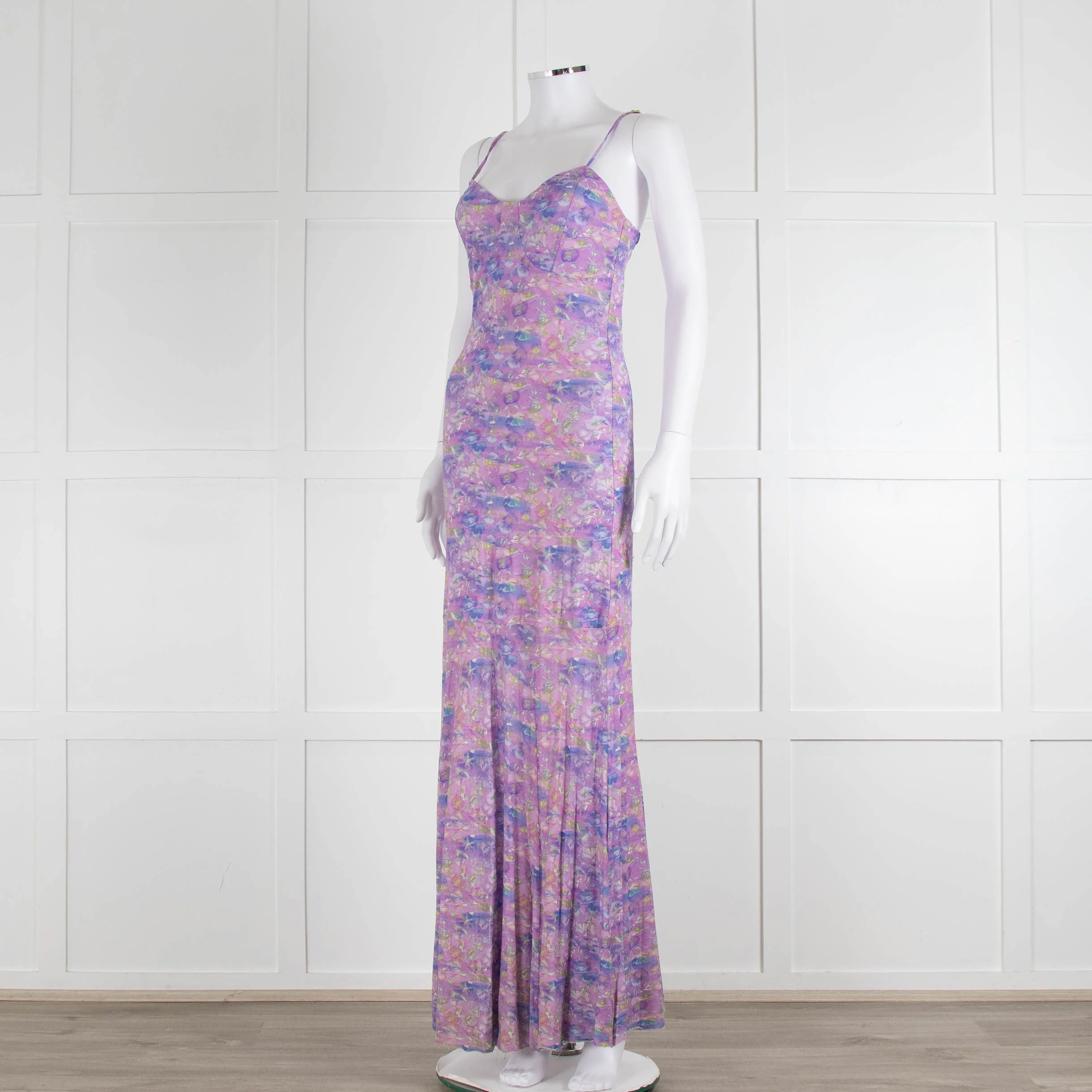LoveShackFancy Lilac Green Floral Sleeveless Maxi Dress - Image 8