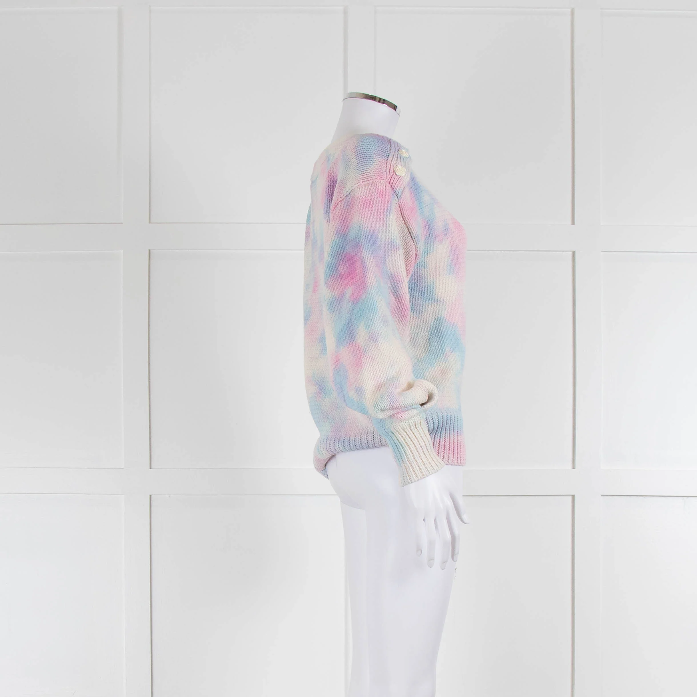 LoveShackFancy Pastel Pink Blue White Cotton Blend Sweater - Image 2