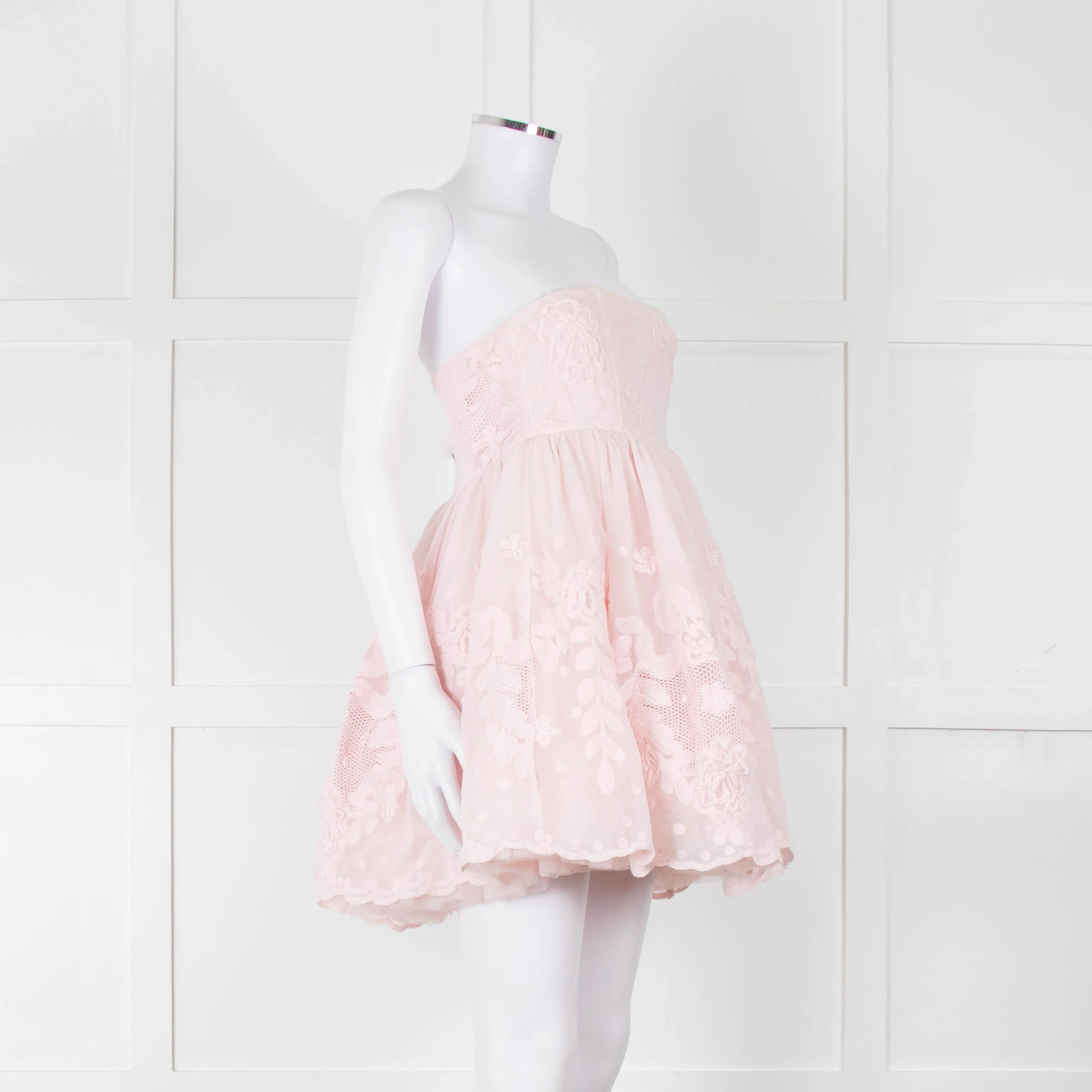 LoveShackFancy Pale Pink Ballerina Style Strapless Mini Dress - Image 2