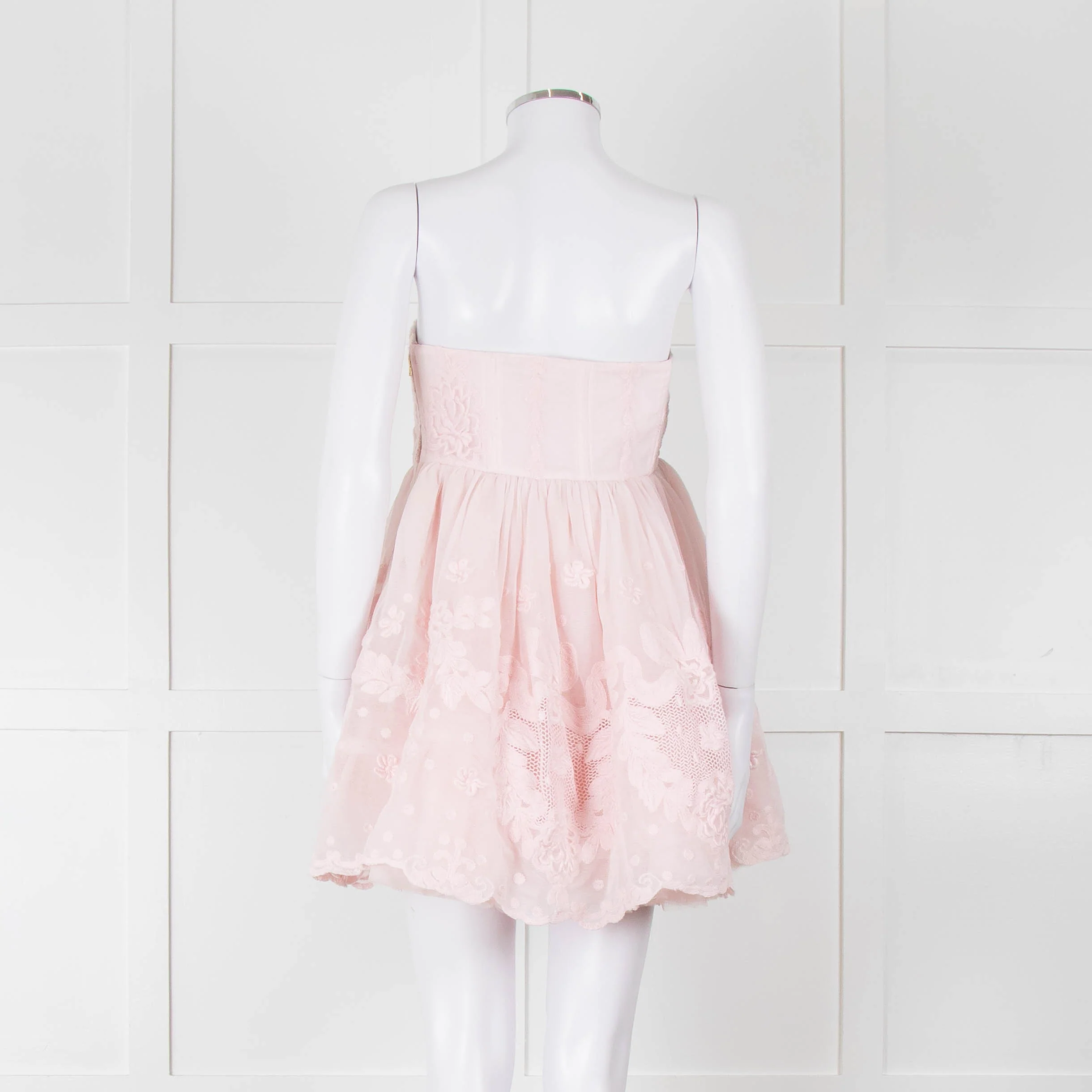 LoveShackFancy Pale Pink Ballerina Style Strapless Mini Dress - Image 5