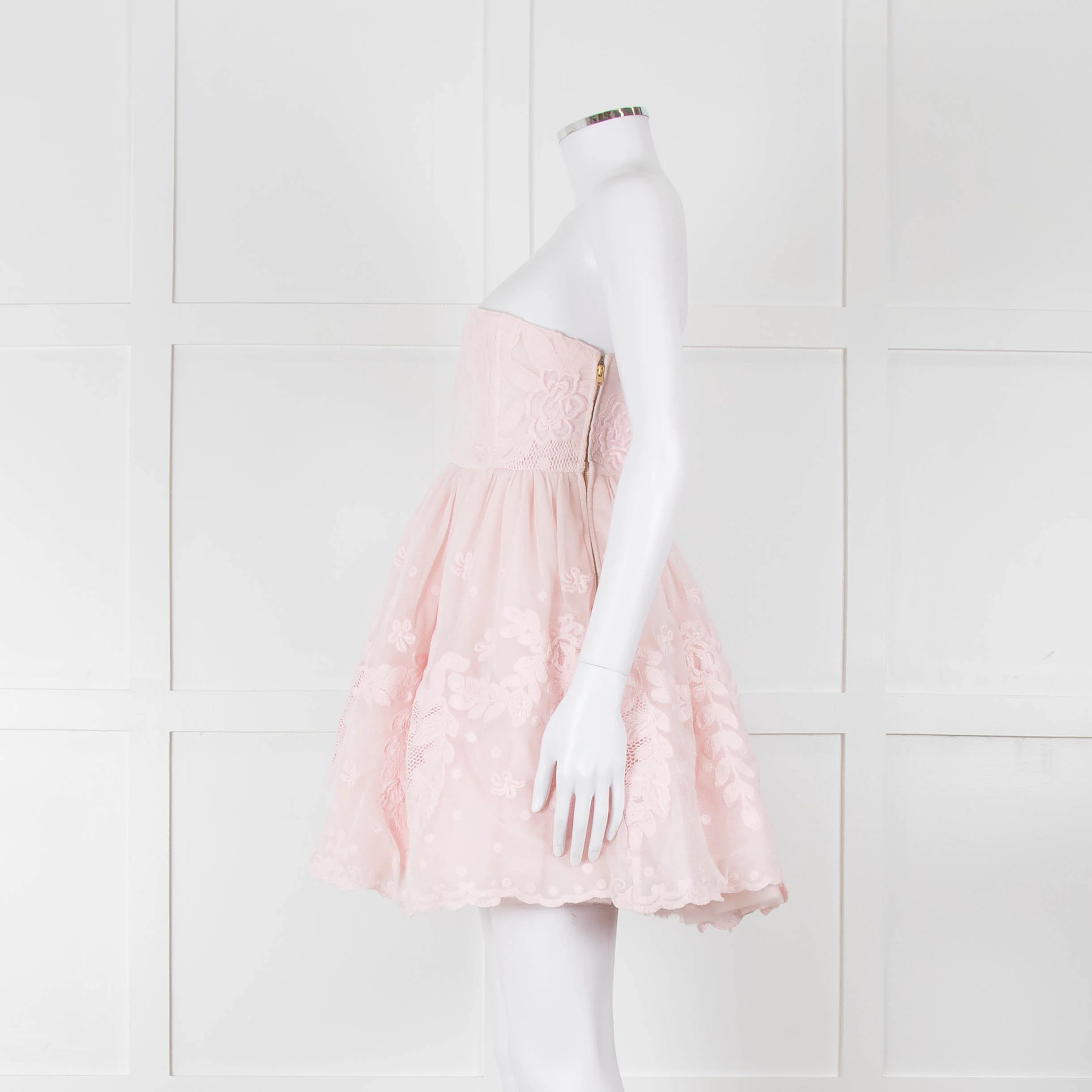 LoveShackFancy Pale Pink Ballerina Style Strapless Mini Dress - Image 7