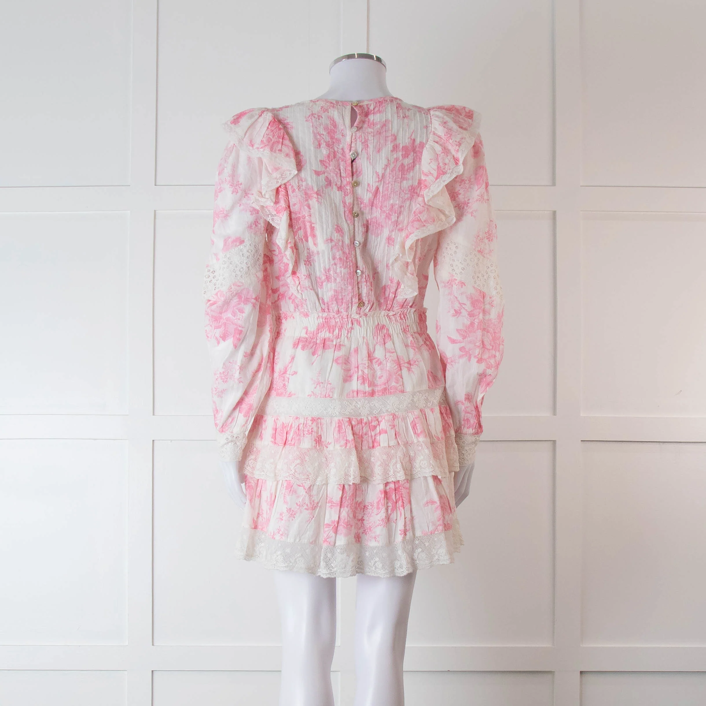 LoveShackFancy Pink and Cream Santorini Dress - Image 5