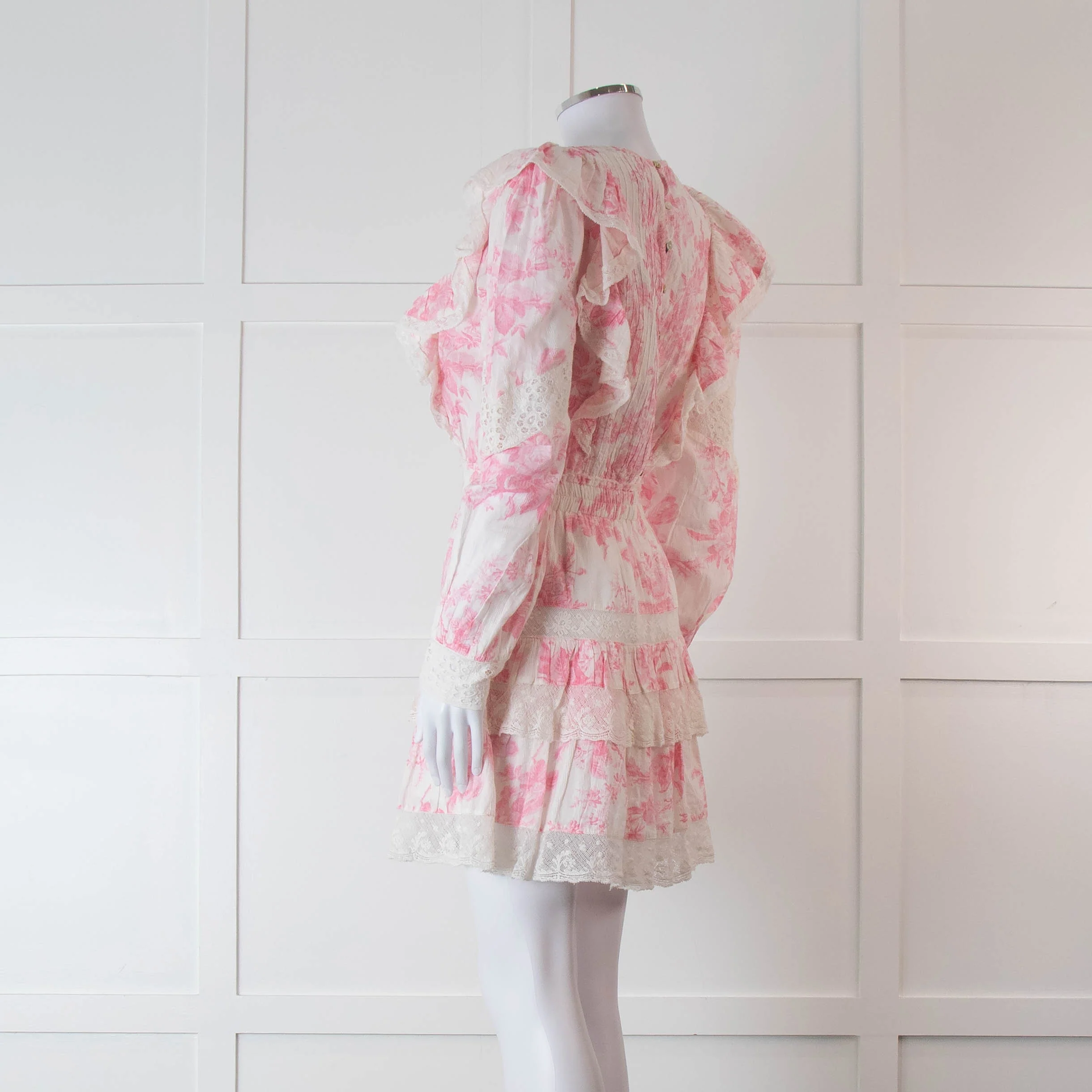 LoveShackFancy Pink and Cream Santorini Dress - Image 6
