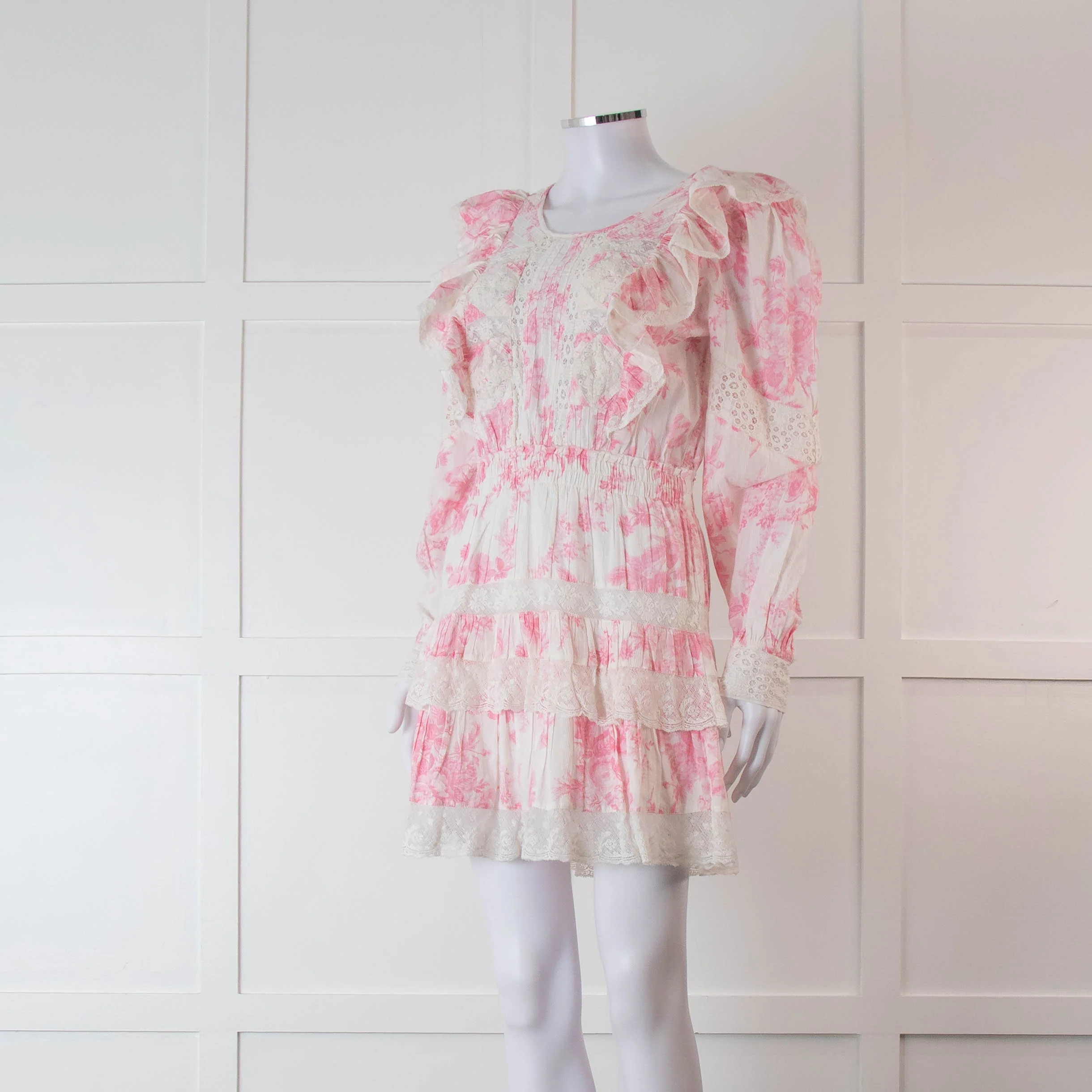 LoveShackFancy Pink and Cream Santorini Dress - Image 8