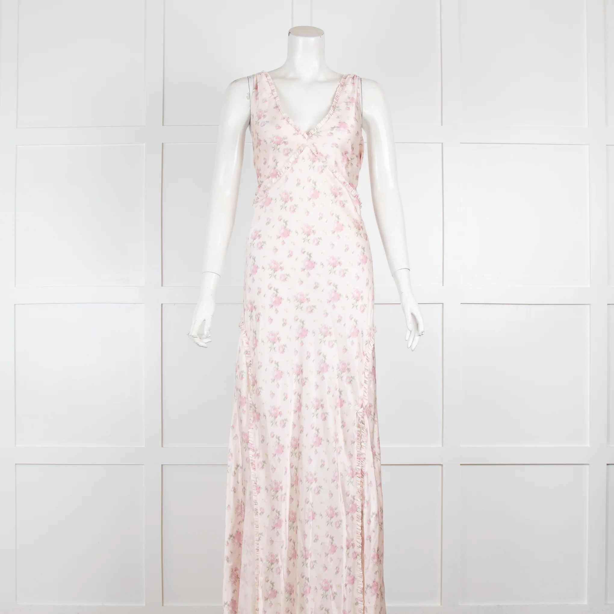 LoveShackFancy Pink Floral Midi Dress