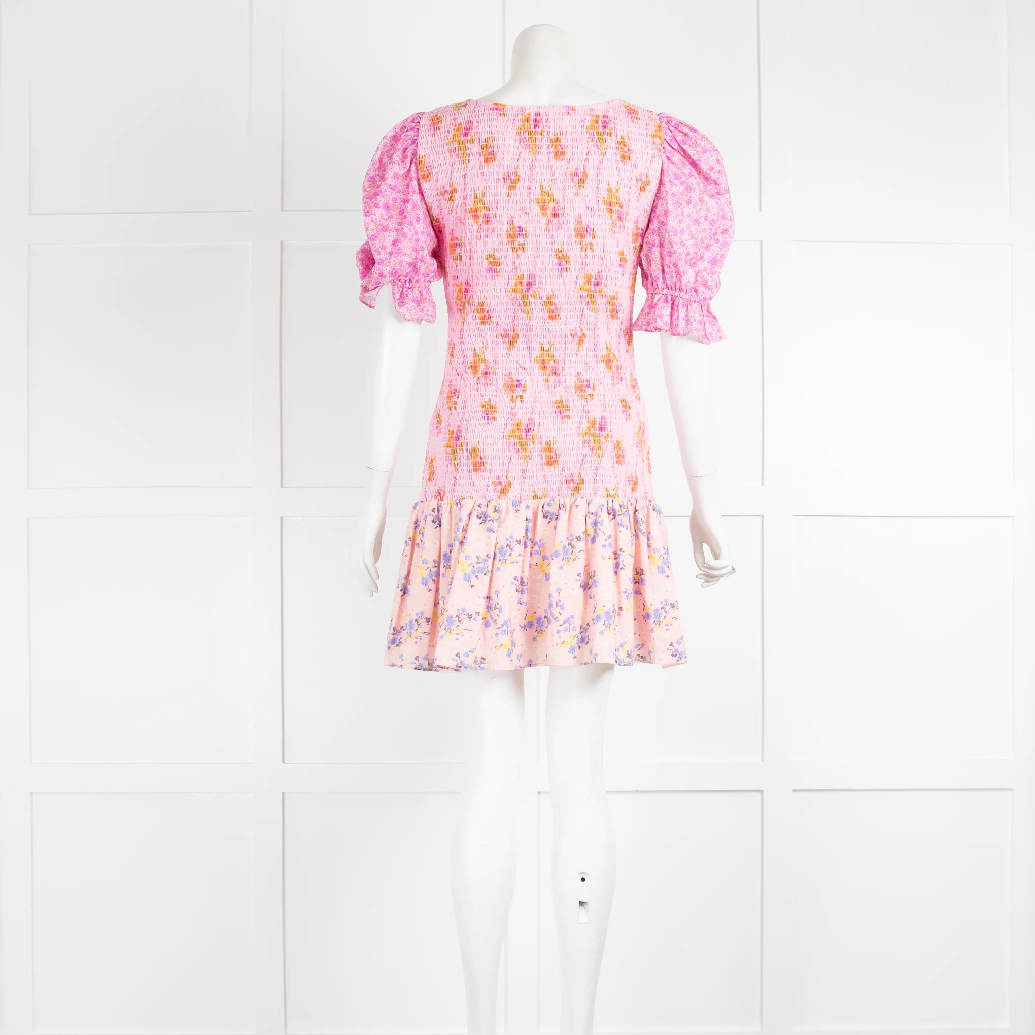 LoveShackFancy Pink Floral Short Sun Dress - Image 3