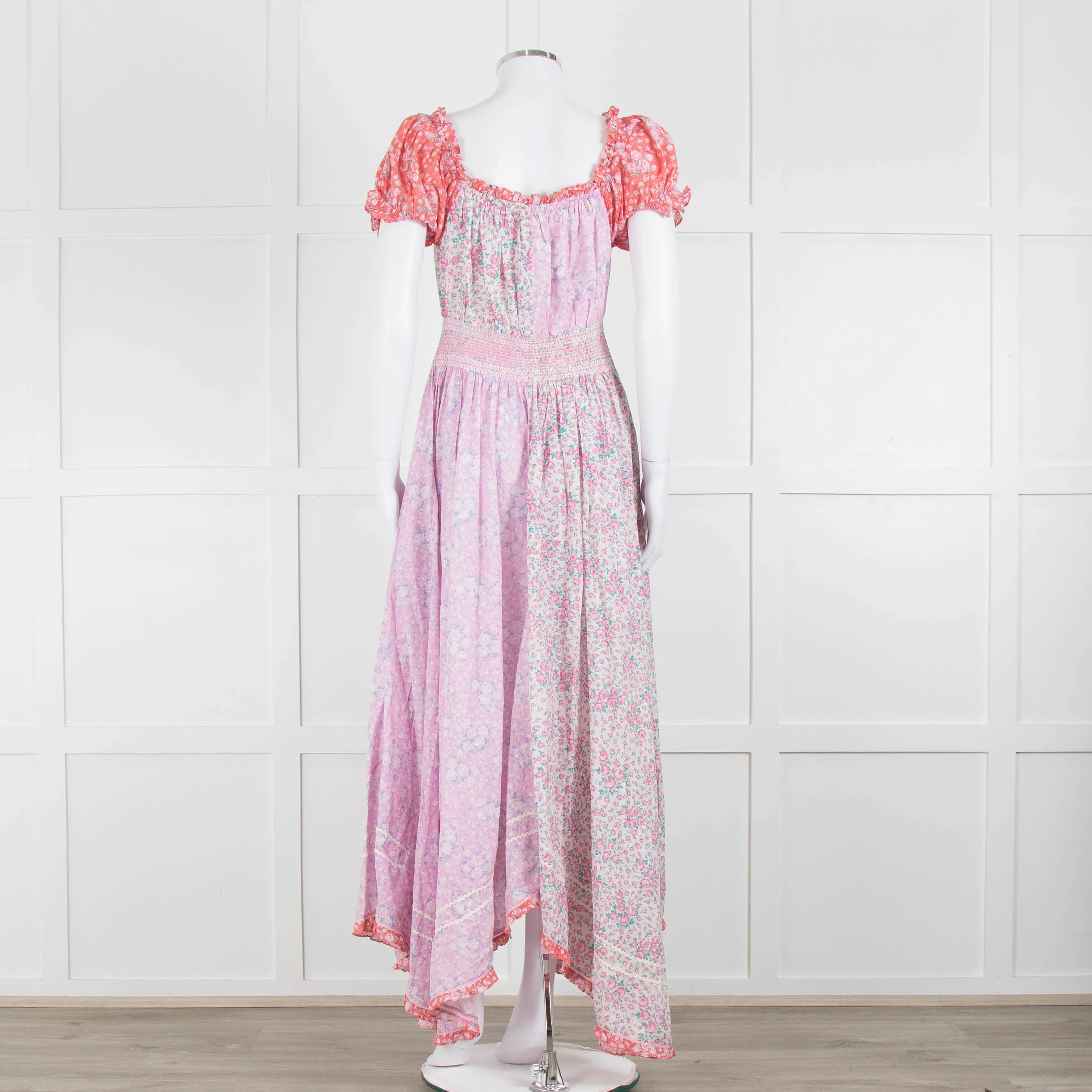 LoveShackFancy Pink Orange Ditzy Floral Puff Sleeve Maxi Dress - Image 5