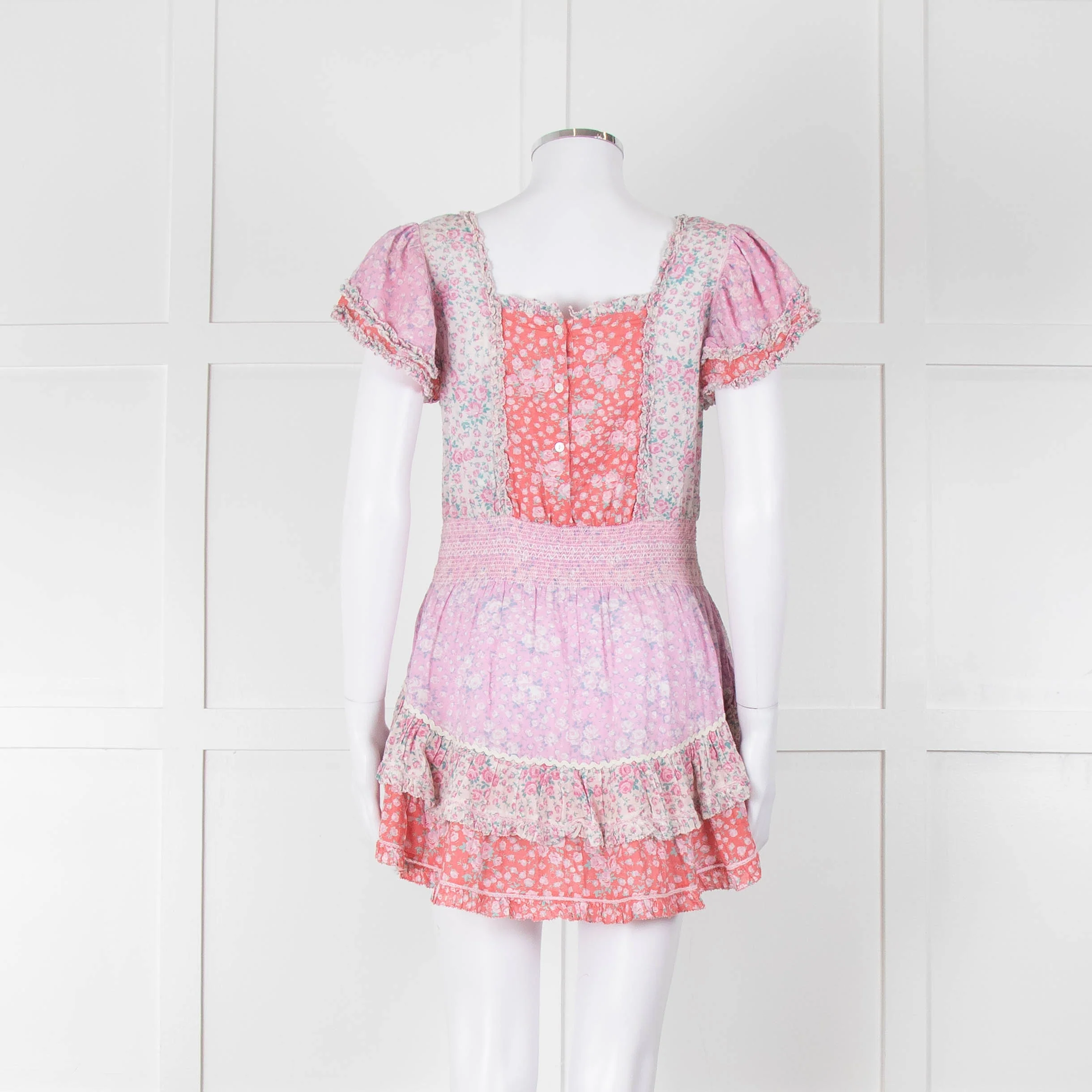 LoveShackFancy Pink Orange Floral Cotton Mini Sun Dress - Image 5