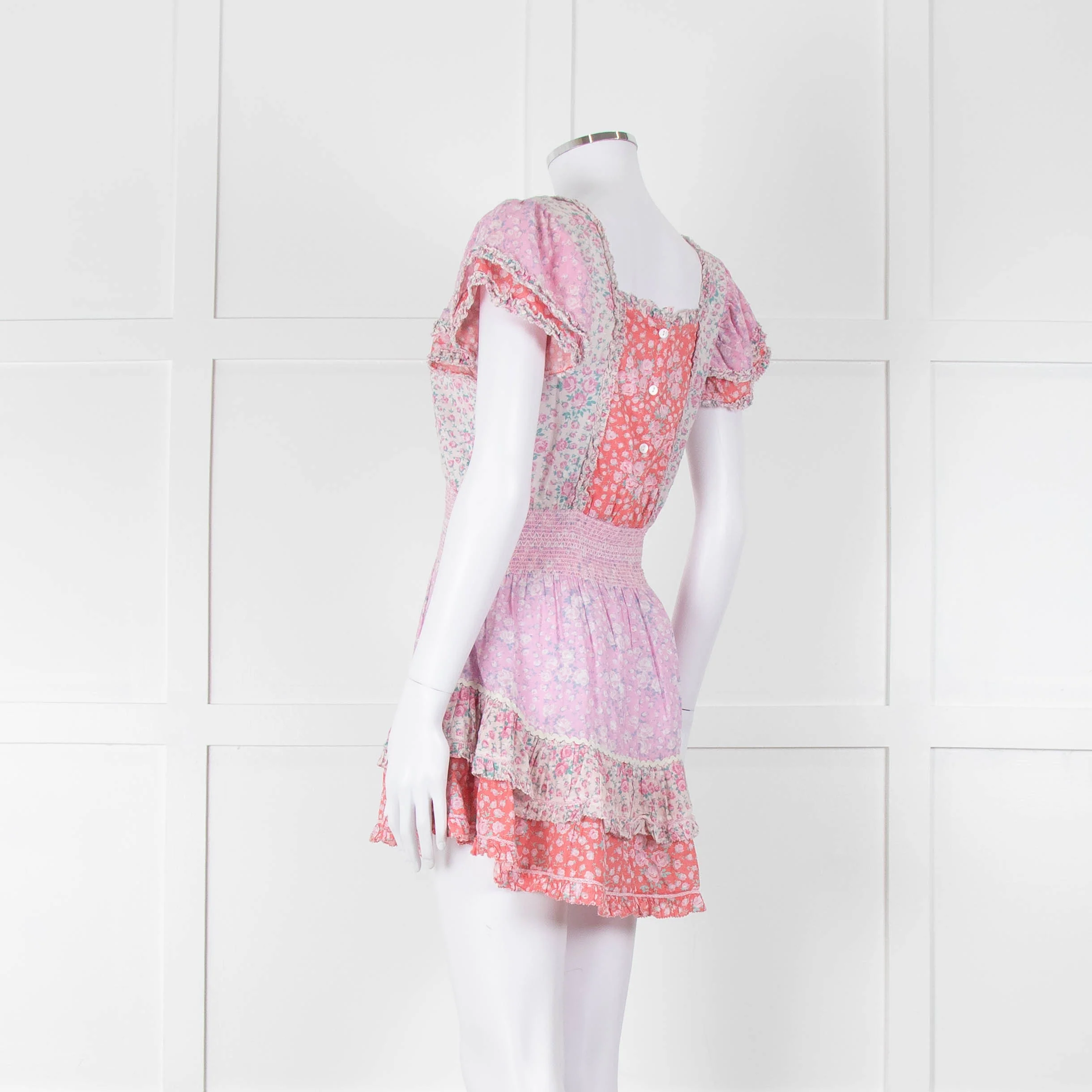LoveShackFancy Pink Orange Floral Cotton Mini Sun Dress - Image 6
