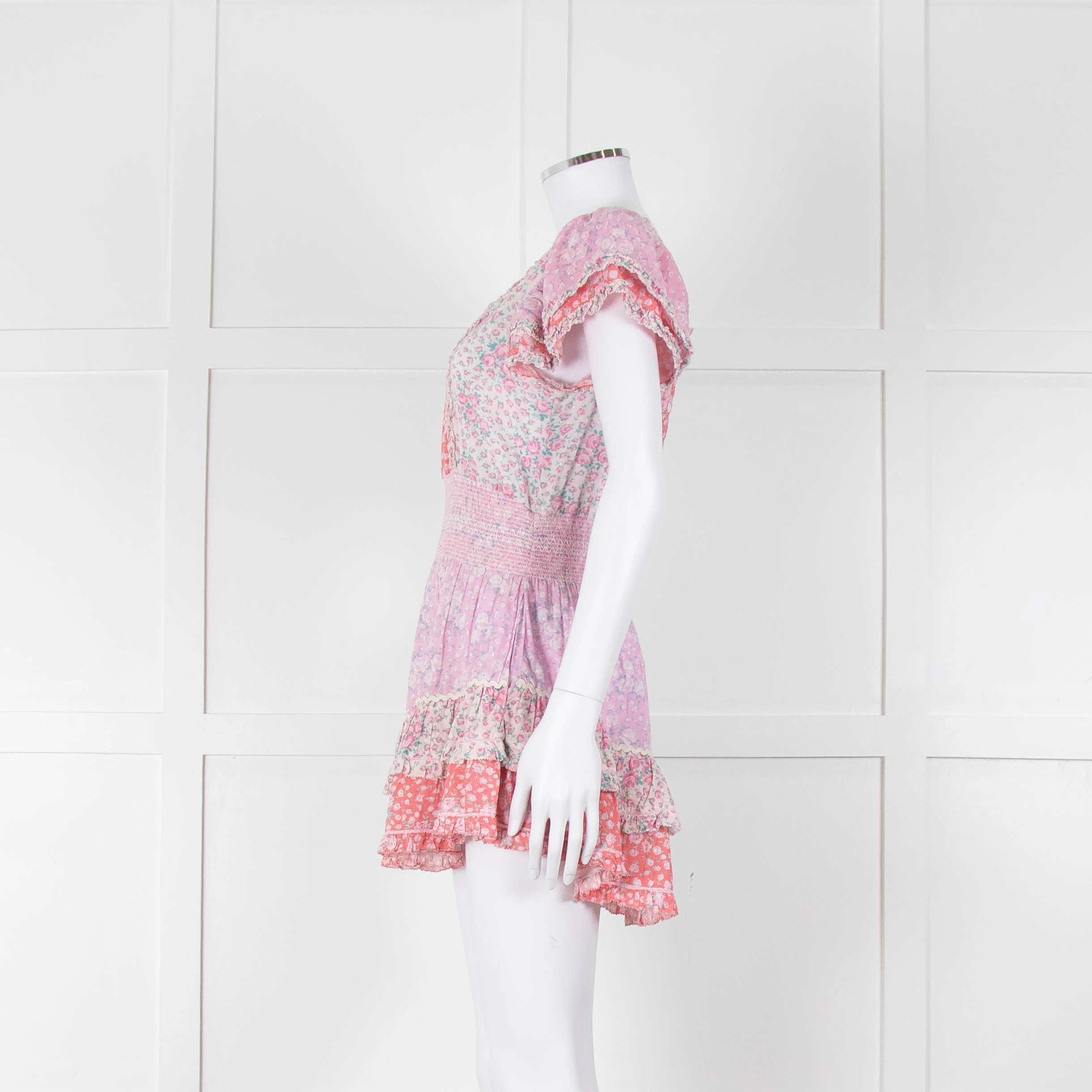 LoveShackFancy Pink Orange Floral Cotton Mini Sun Dress - Image 7