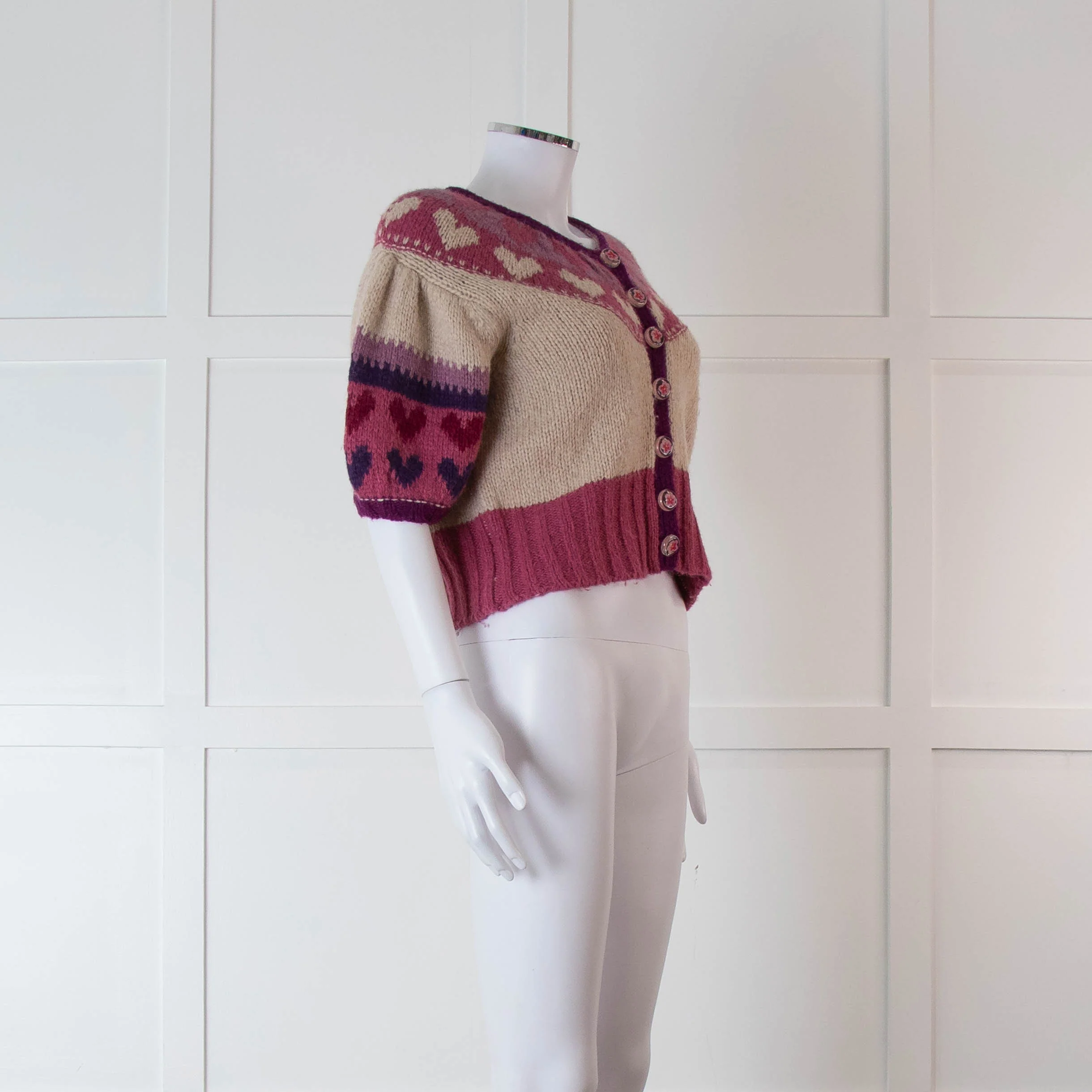 LoveShackFancy Purple & Pink Short Sleeve Cardigan - Image 2