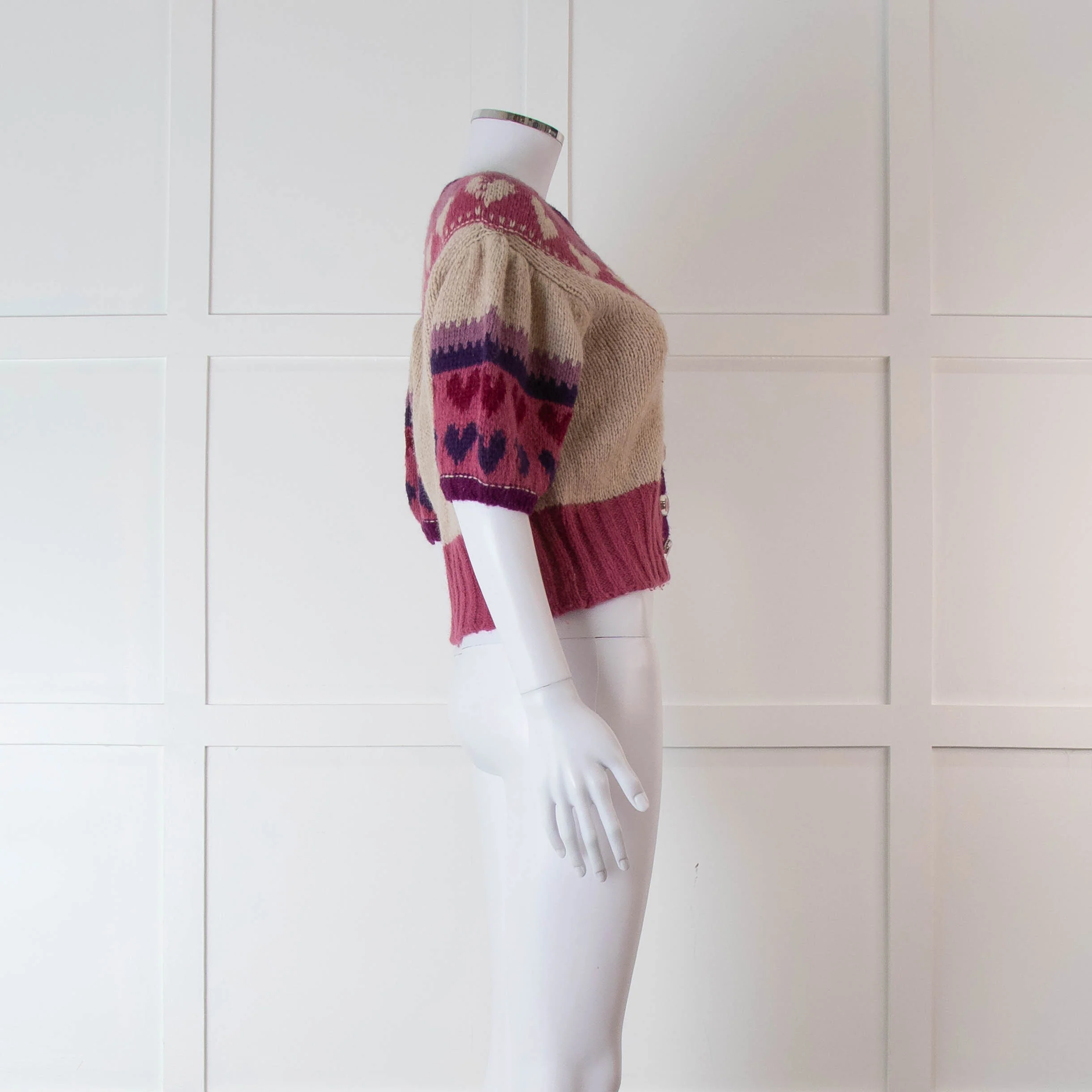 LoveShackFancy Purple & Pink Short Sleeve Cardigan - Image 3