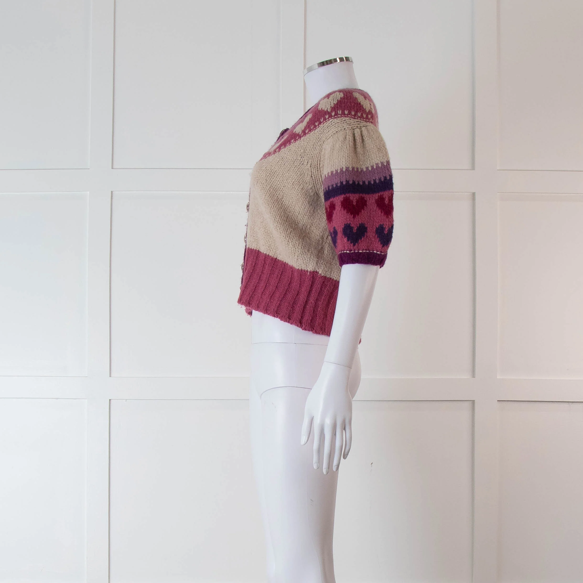 LoveShackFancy Purple & Pink Short Sleeve Cardigan - Image 7