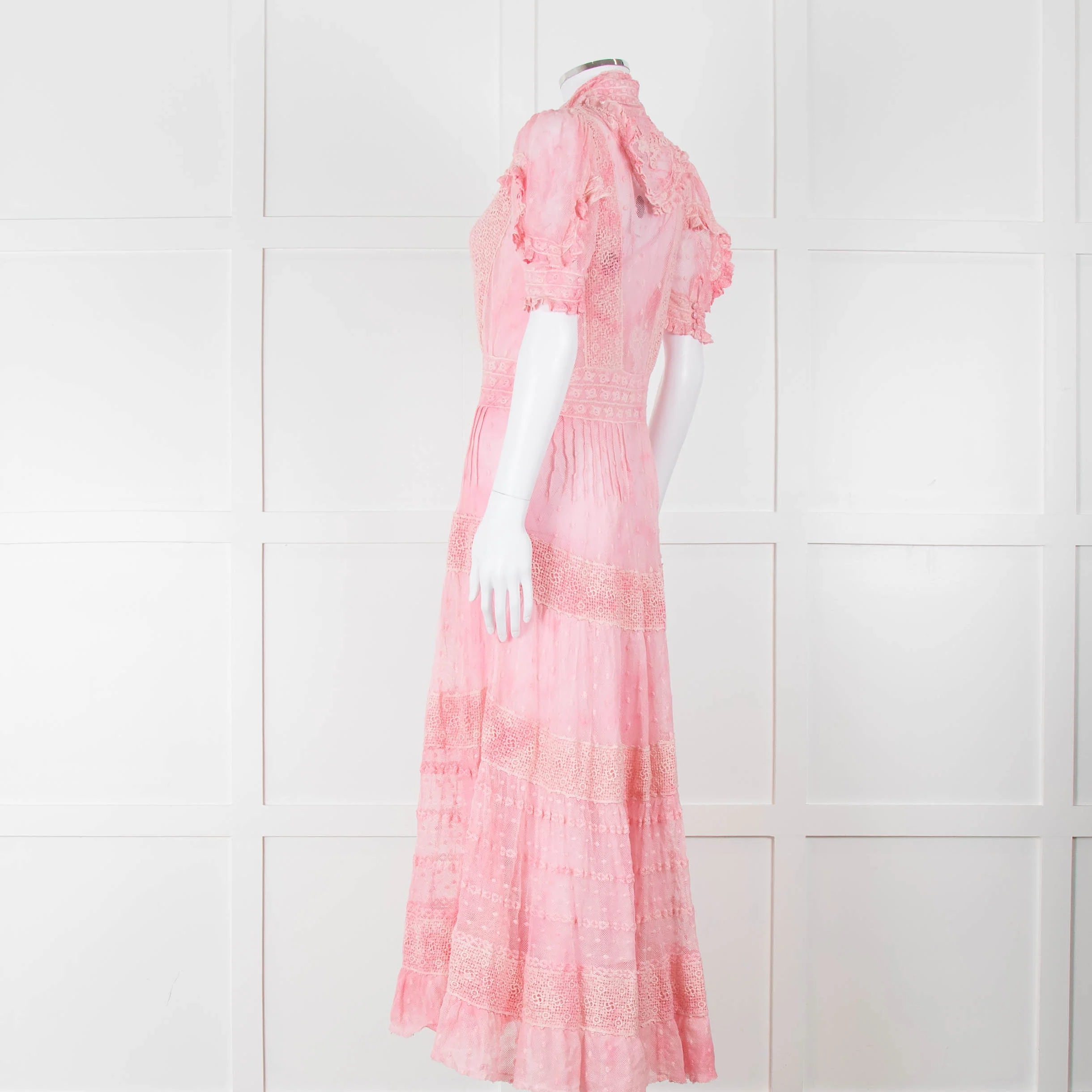 LoveShackFancy Pink Ombre Net And Lace Maxi Dress With Slip - Image 6