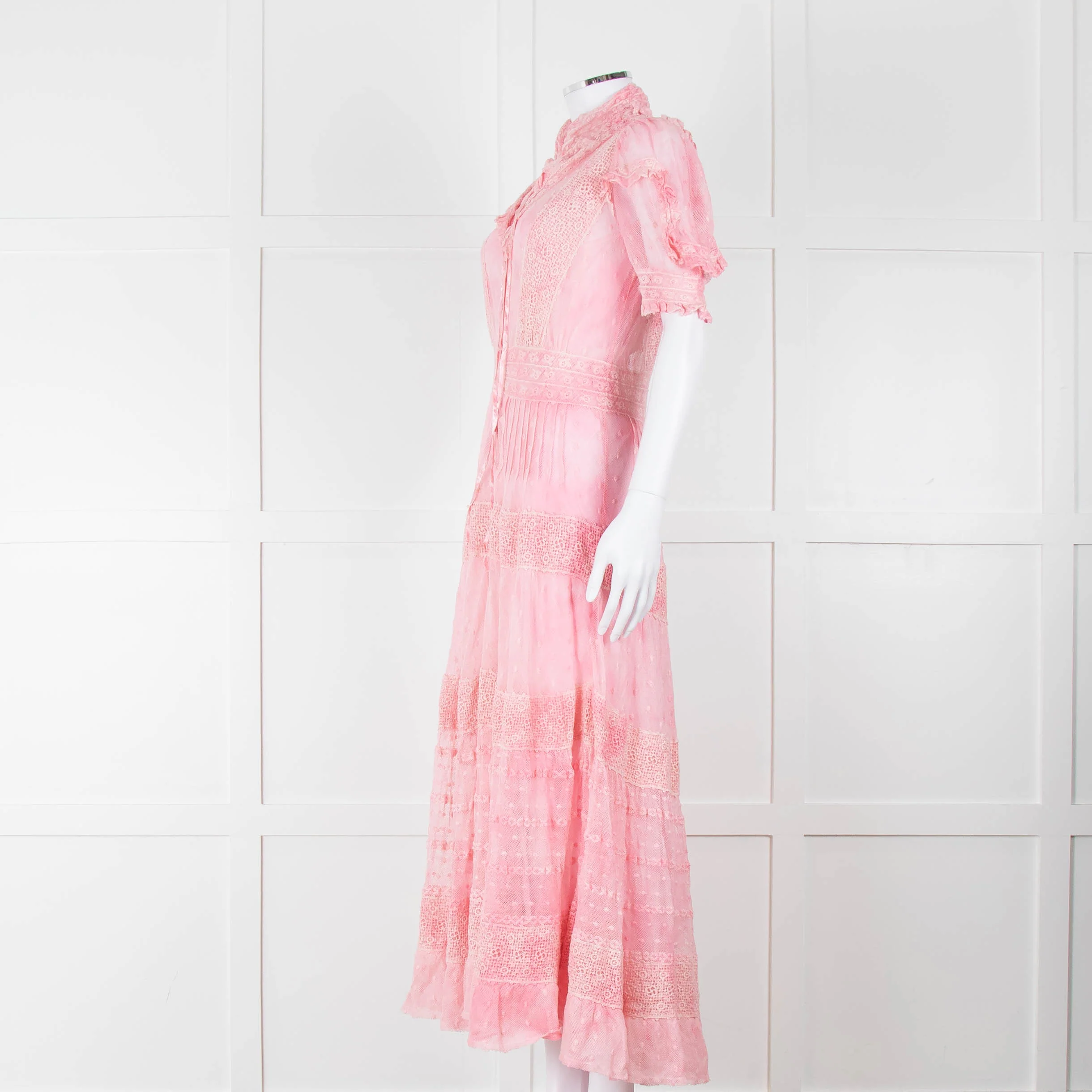 LoveShackFancy Pink Ombre Net And Lace Maxi Dress With Slip - Image 7