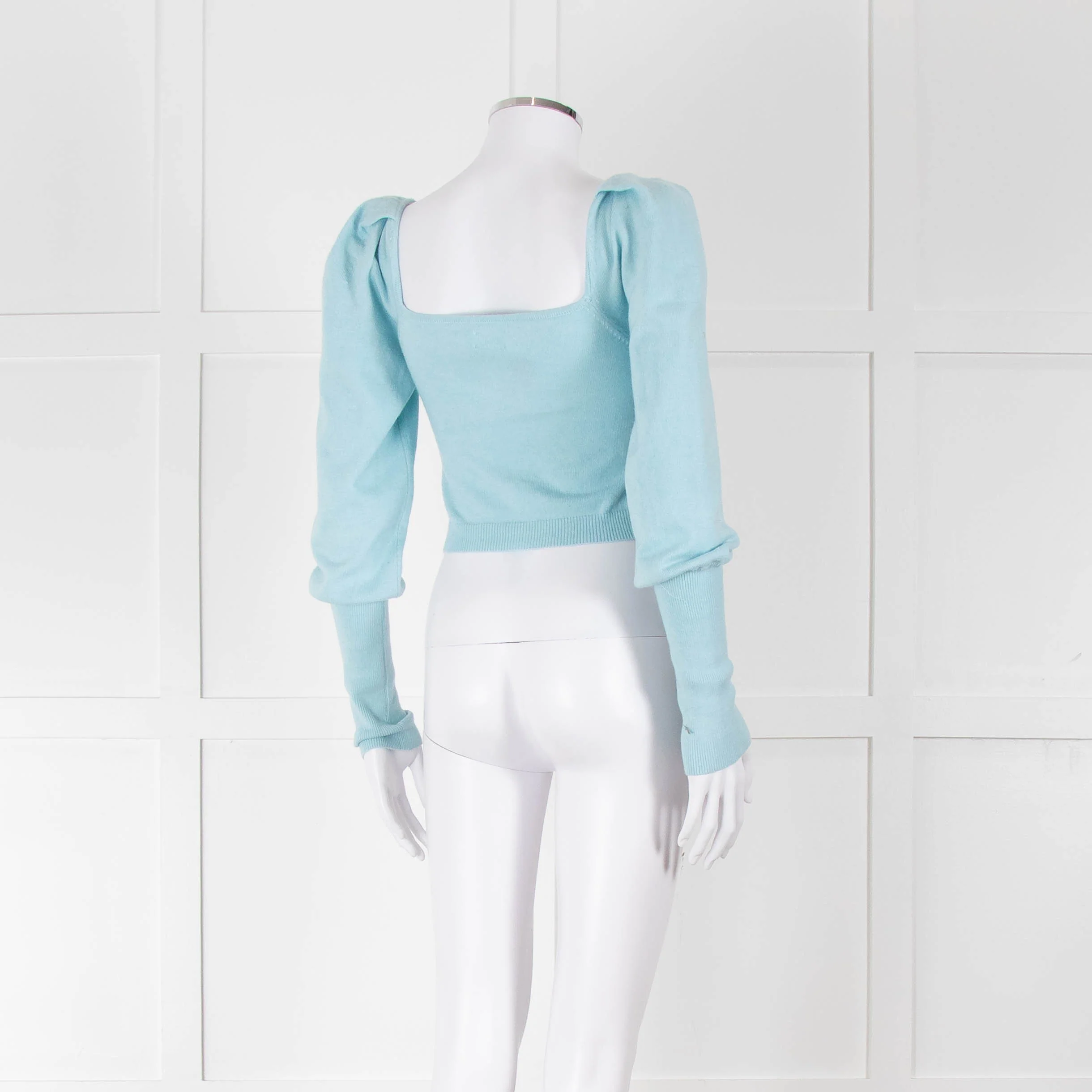 LPA Pale Turquoise Knot Front Cropped Jumper - Image 4