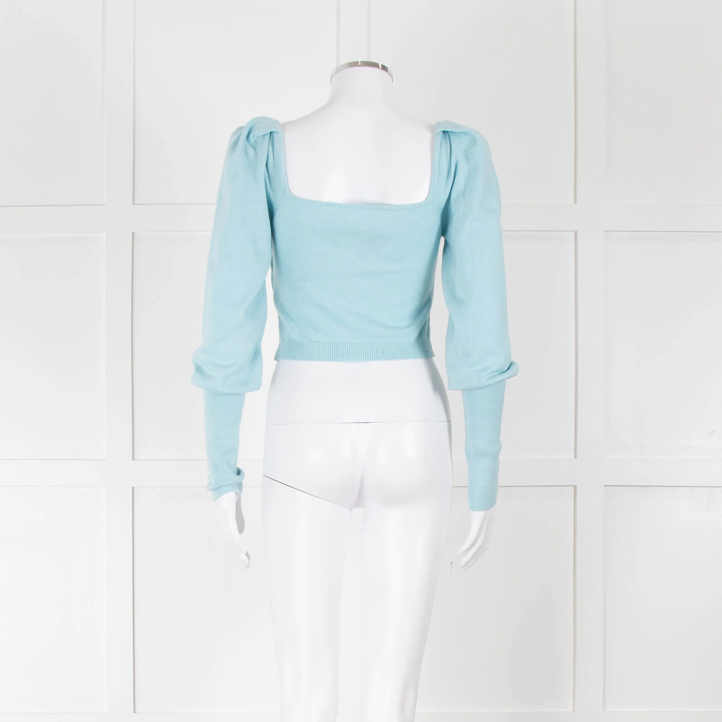LPA Pale Turquoise Knot Front Cropped Jumper - Image 5